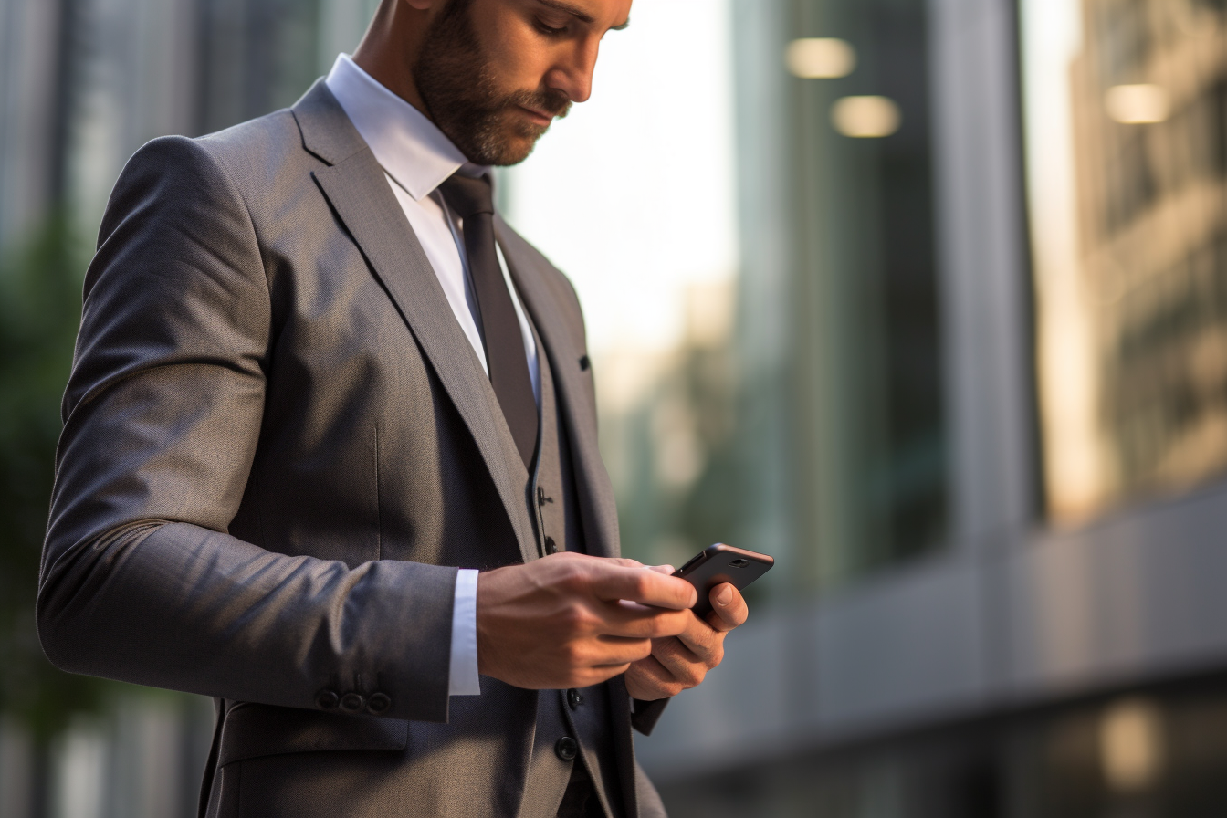 Closeup shot of businessman holding smartphone