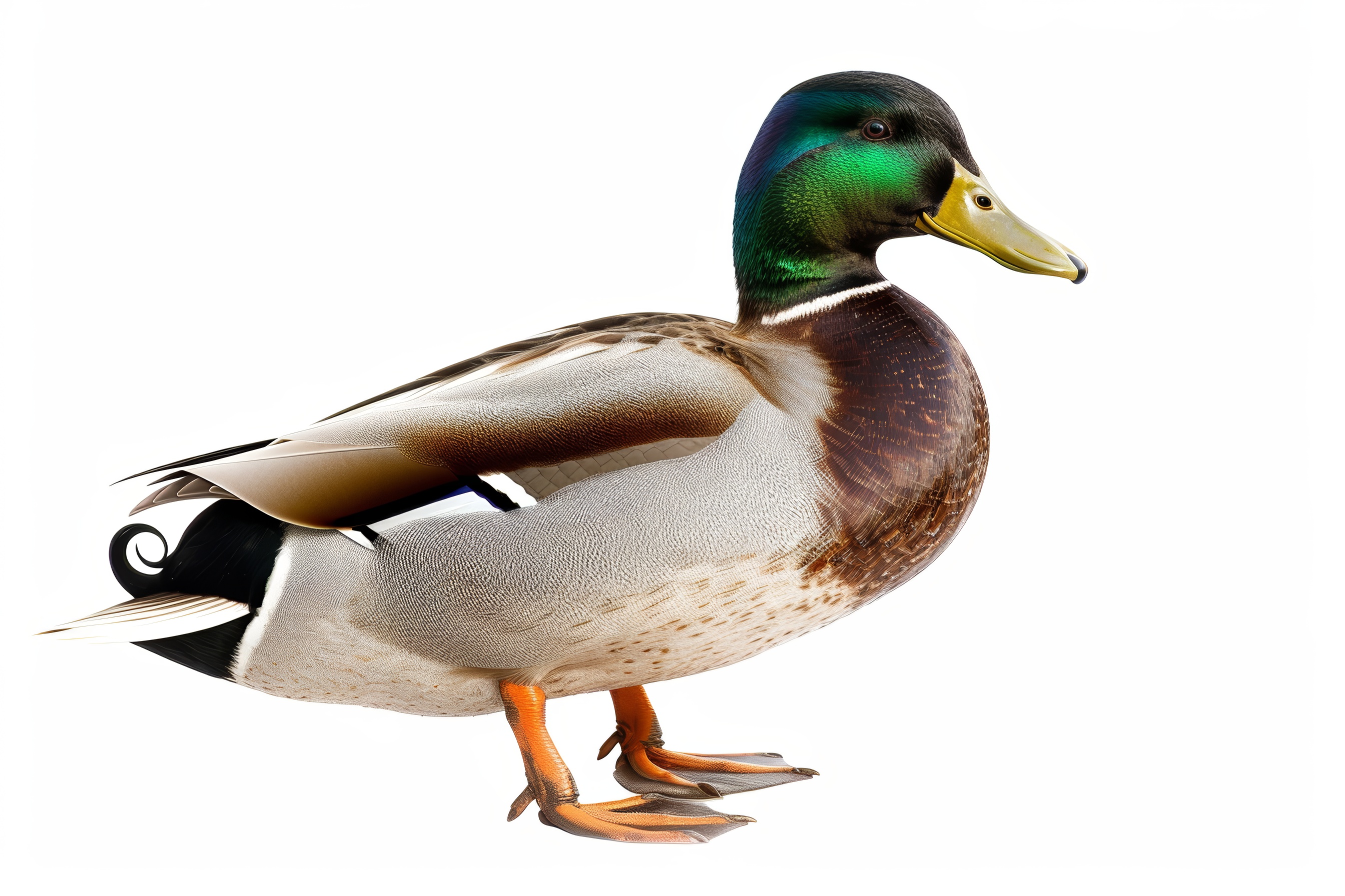 Colourful mallard isolated on a white background