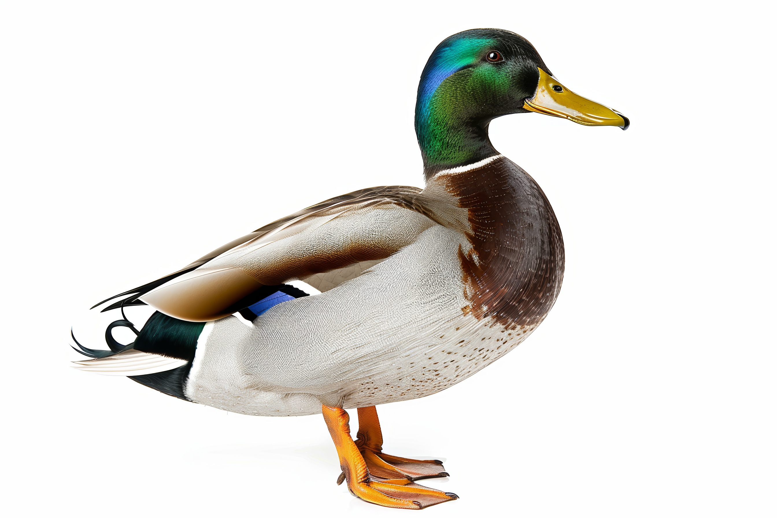 Colourful mallard isolated on a white background