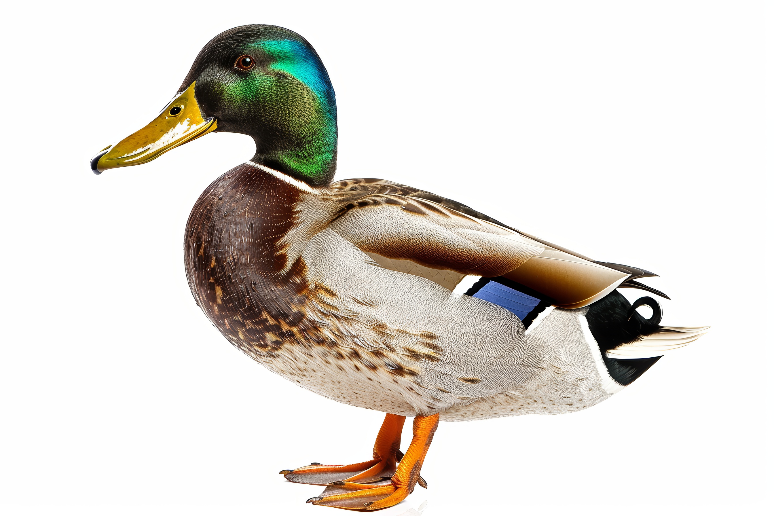 Colourful mallard isolated on a white background