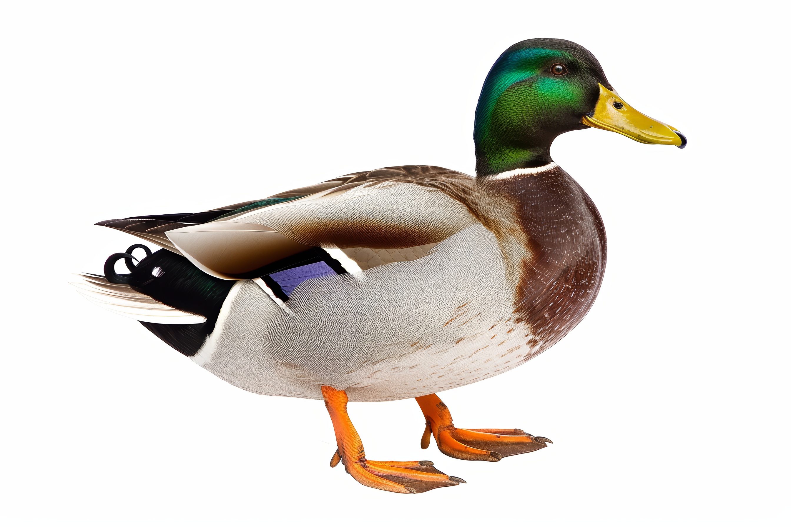 Colourful mallard isolated on a white background