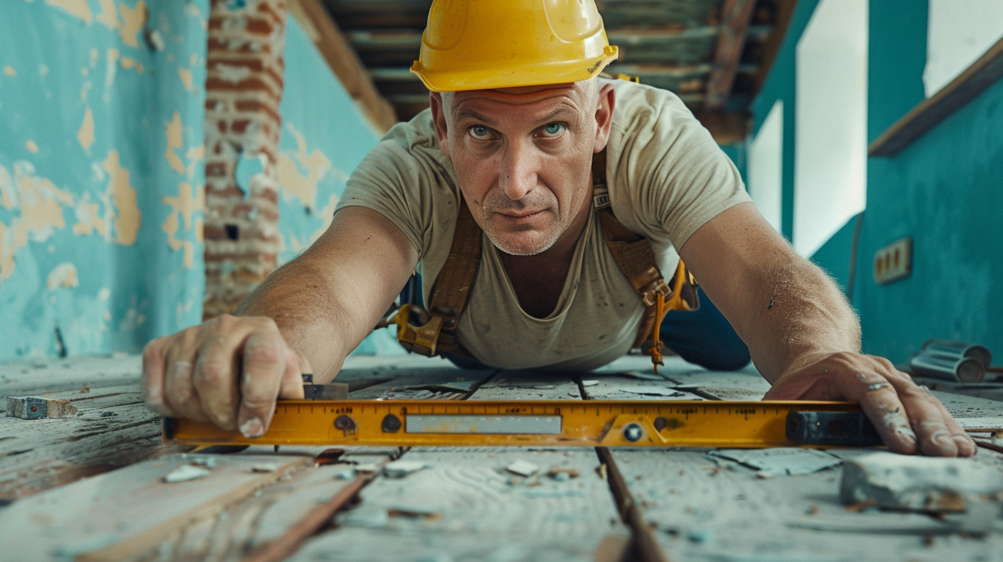 Construction worker, with a construction helmet, Generative AI