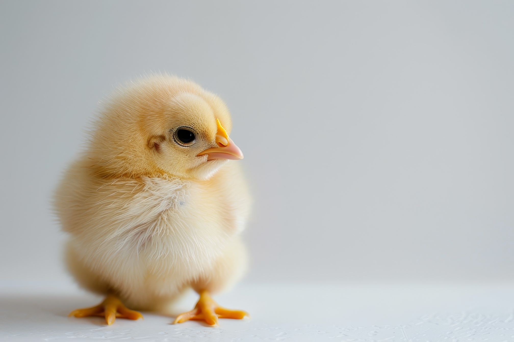 Cute yellow chicken isolated on a solid background