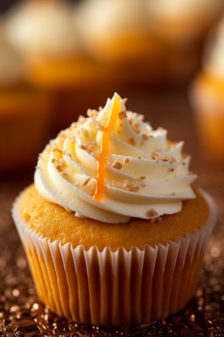 Delicious cupcake topped with buttercream and honey