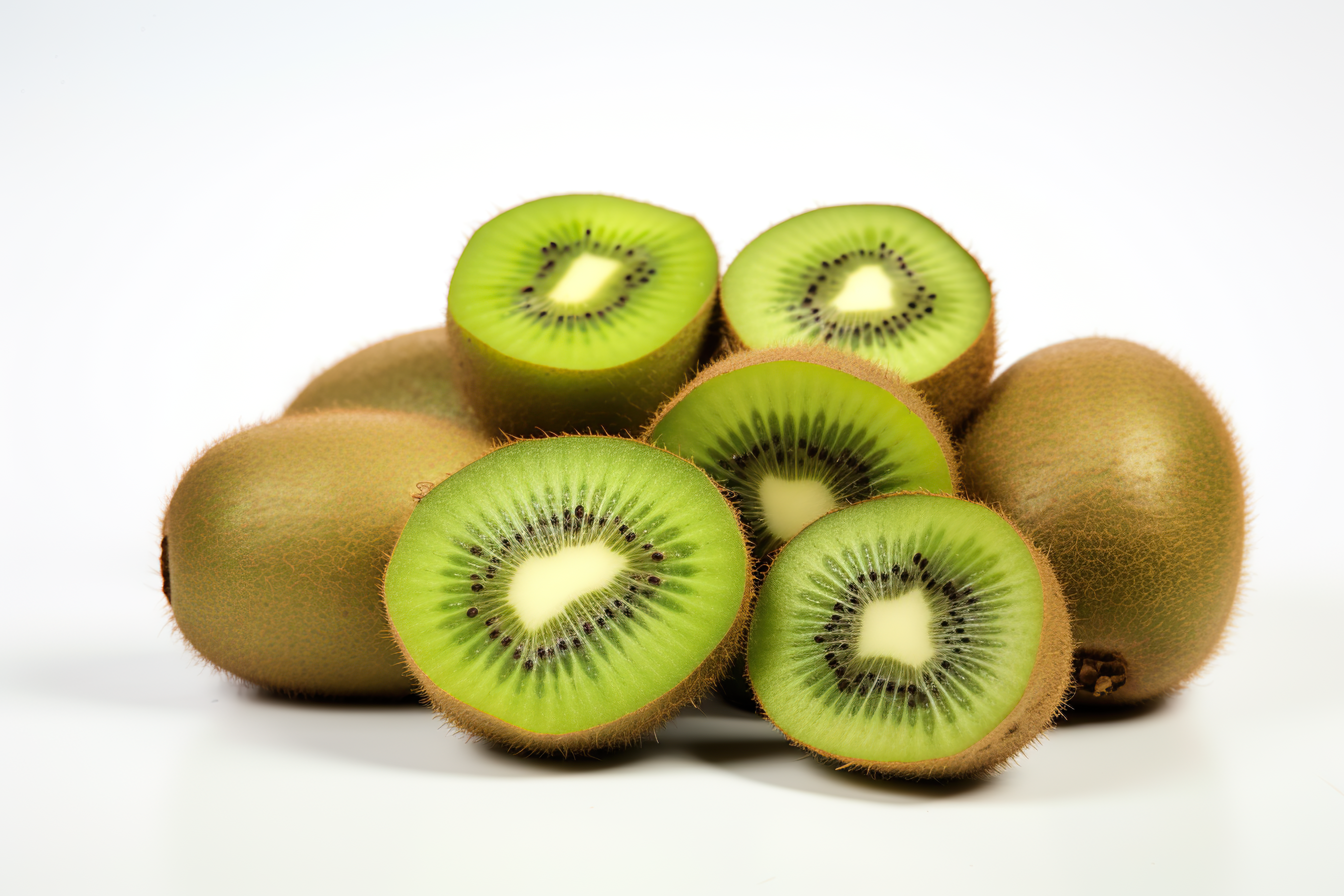 Delicious ripe kiwi fruits, isolated on white background