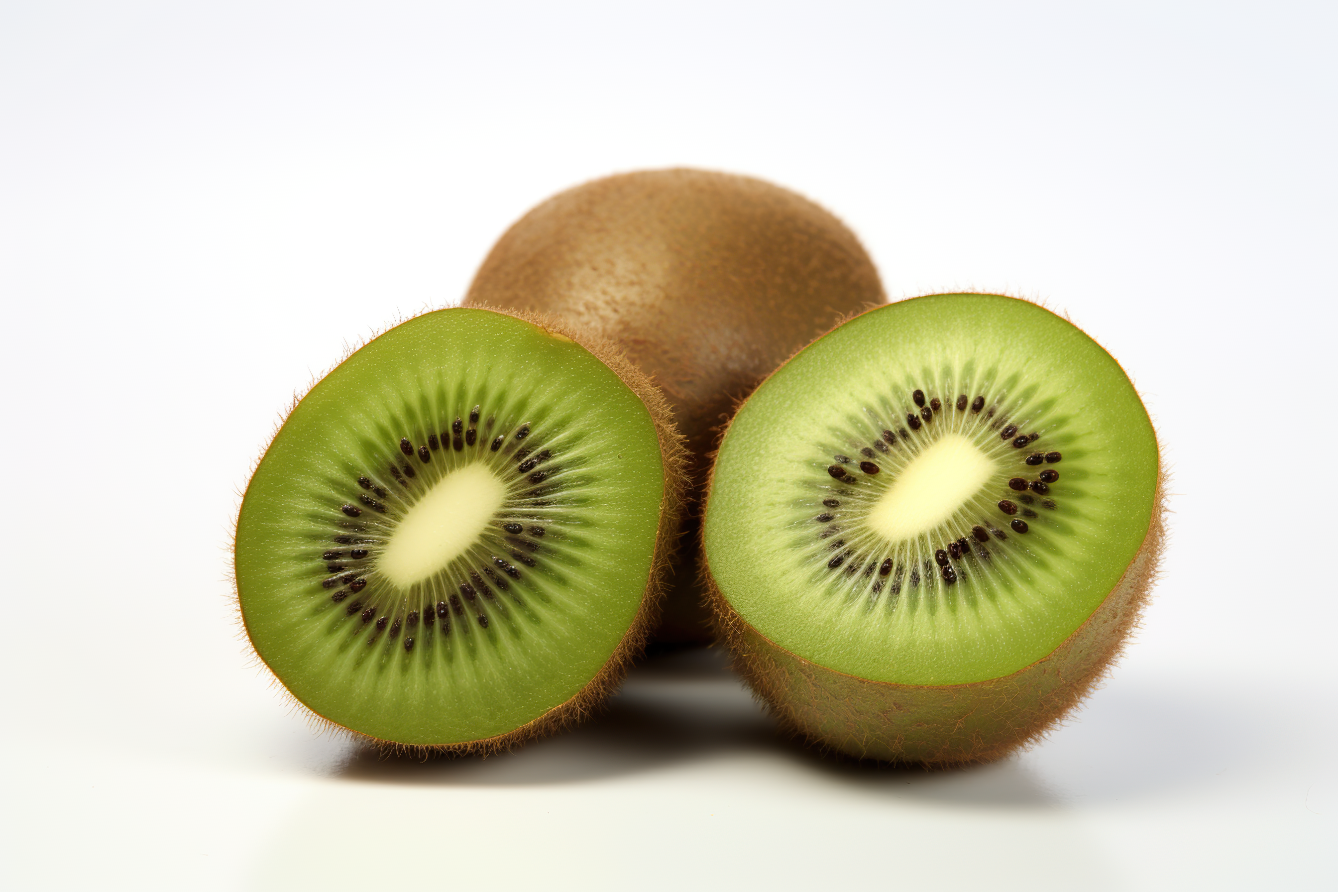 Delicious ripe kiwi fruits, isolated on white background