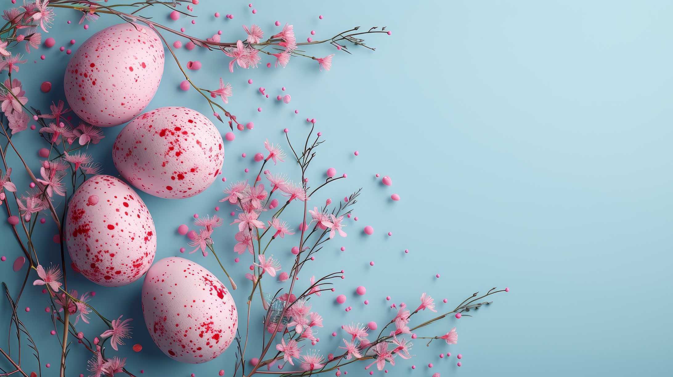 Easter eggs on cyan background