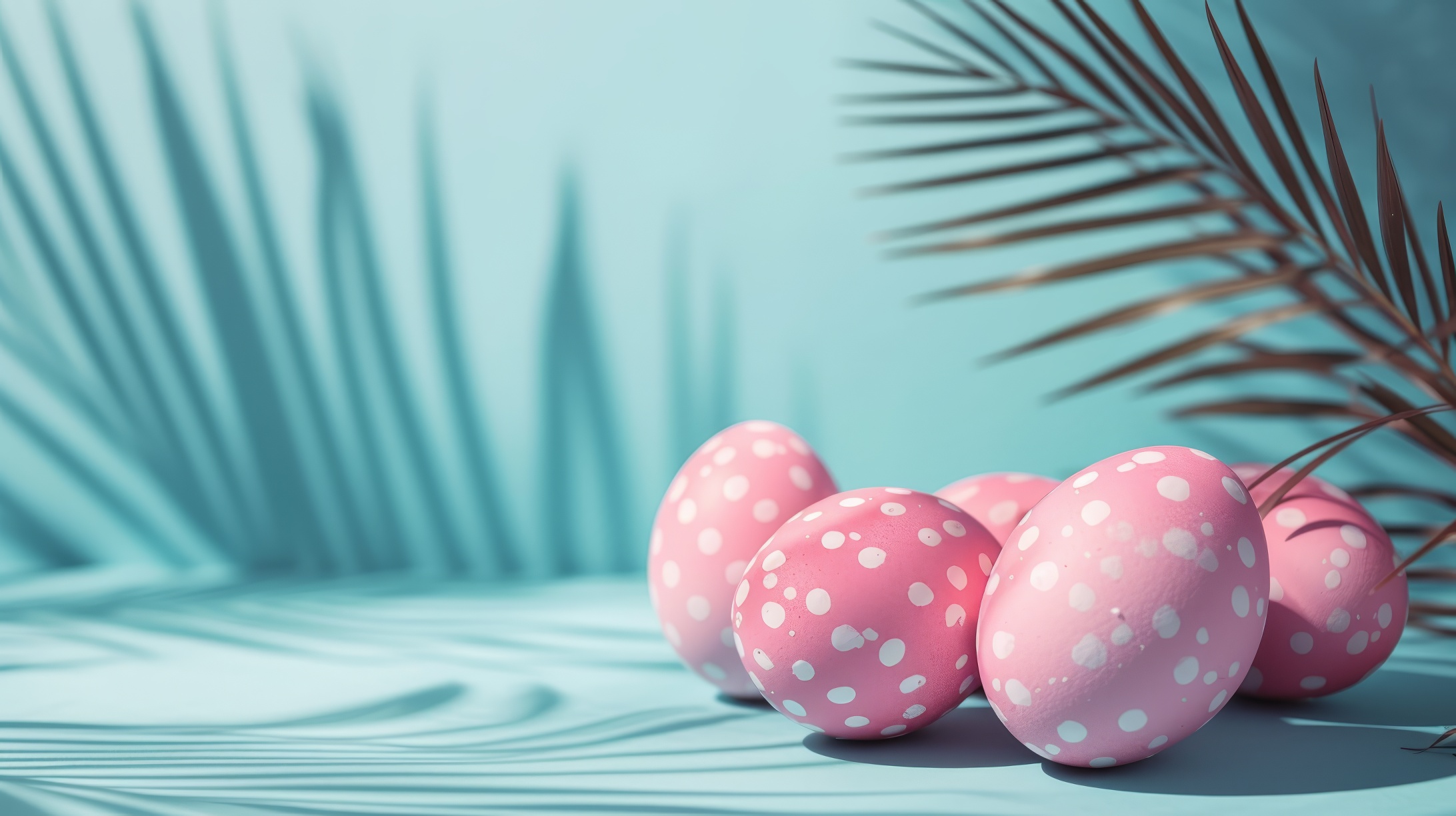 Easter eggs on cyan background