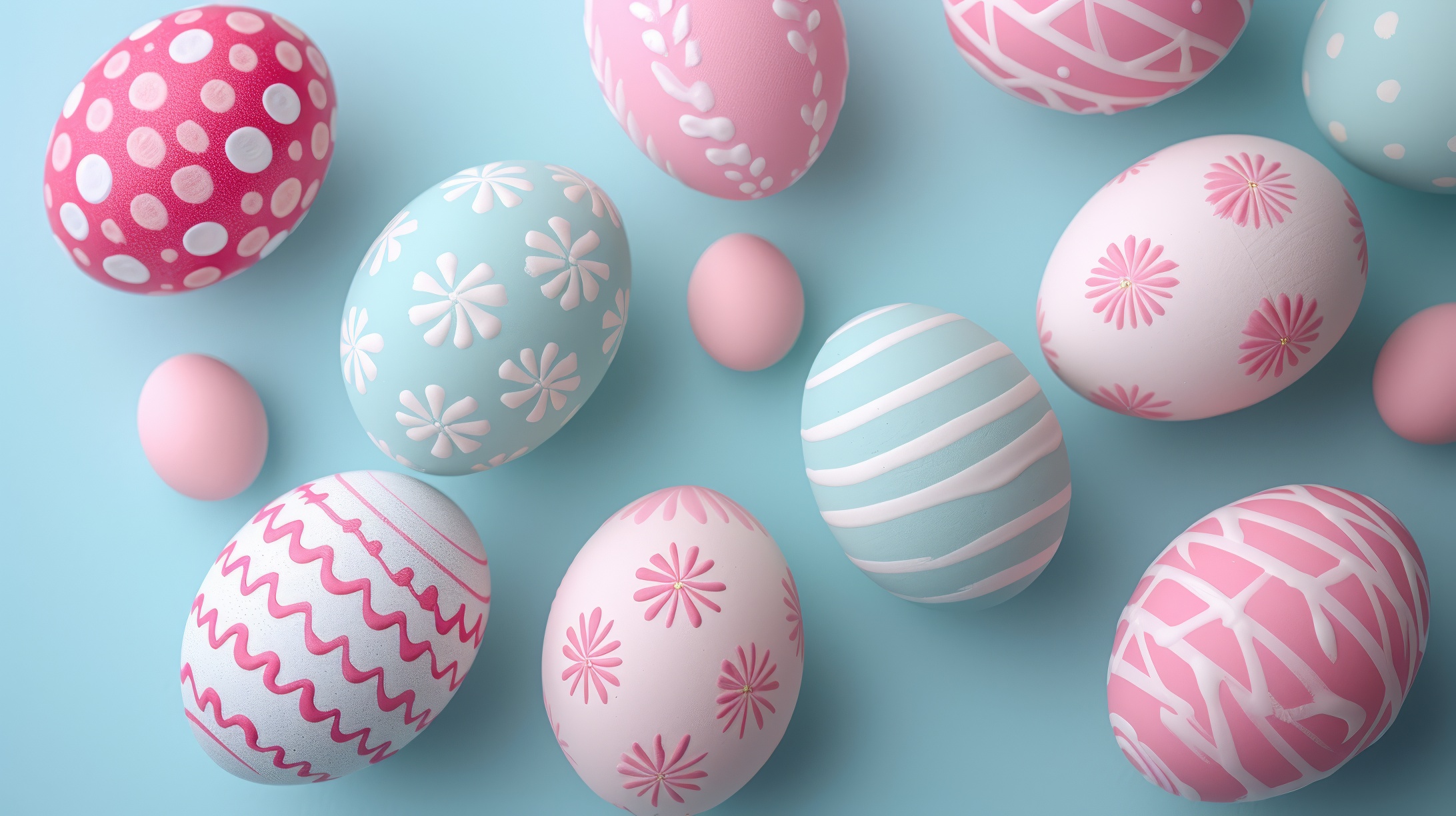 Easter eggs on cyan background