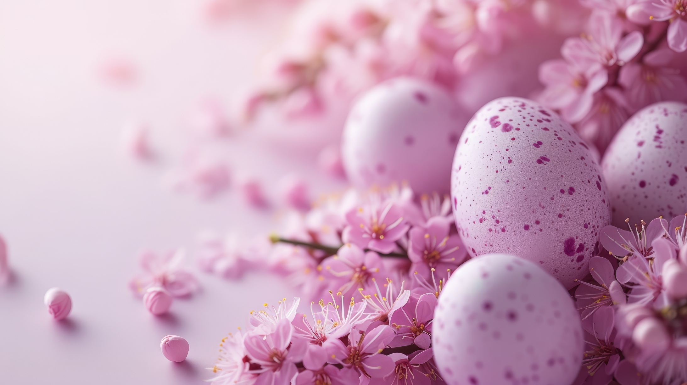 Easter eggs on pink background