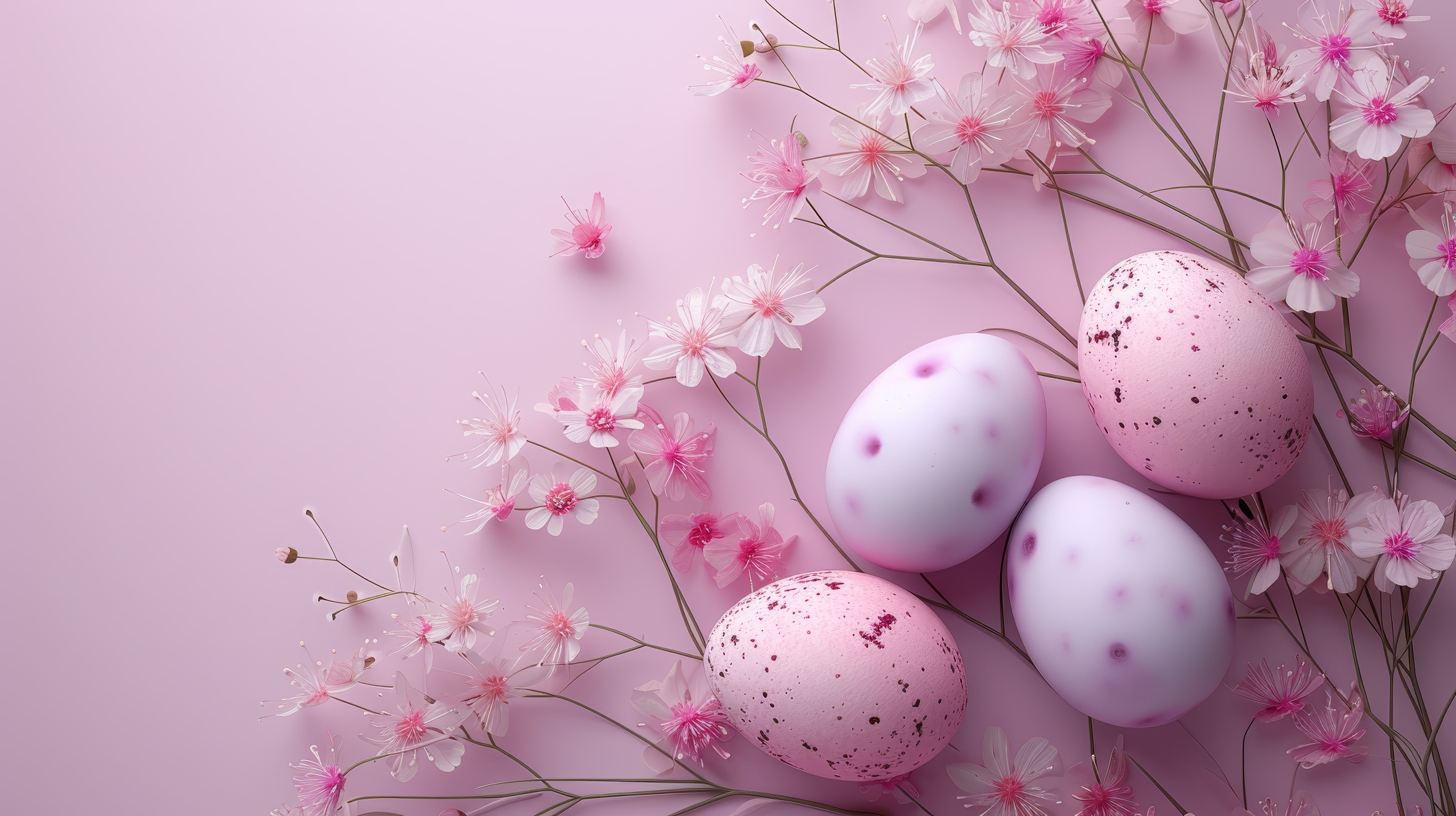 Easter eggs on pink background