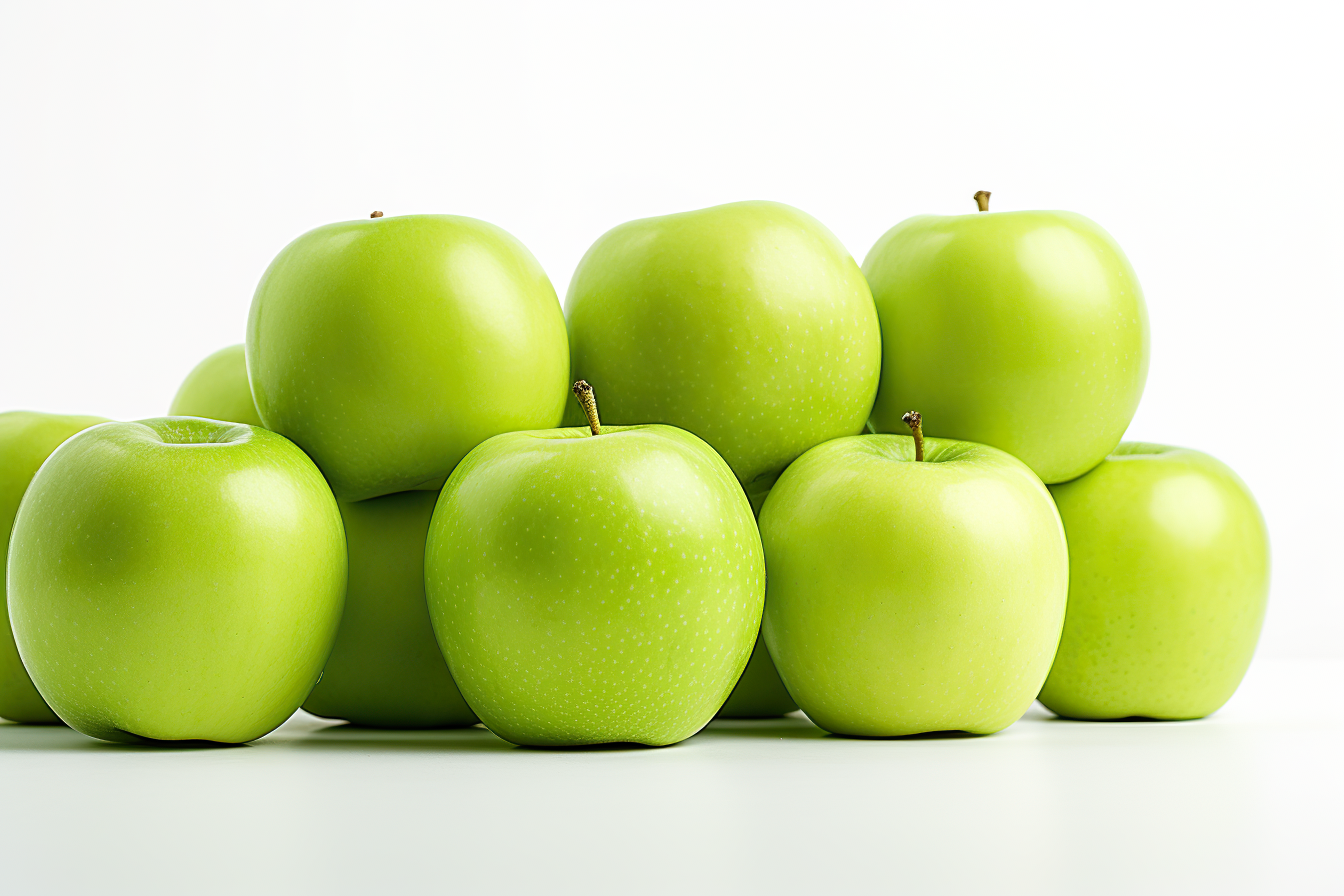 Fresh green apples isolated on white background