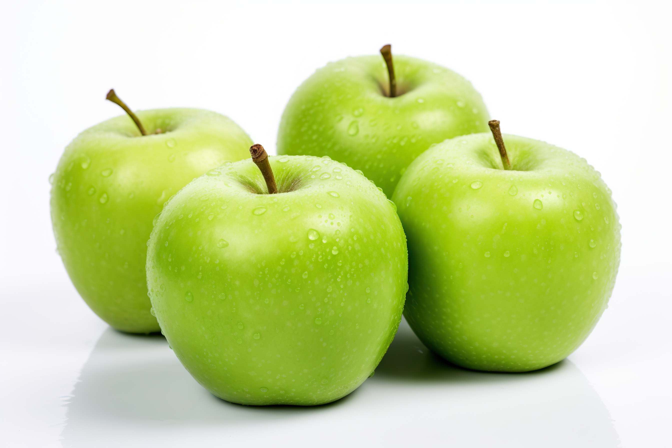 Fresh green apples isolated on white background