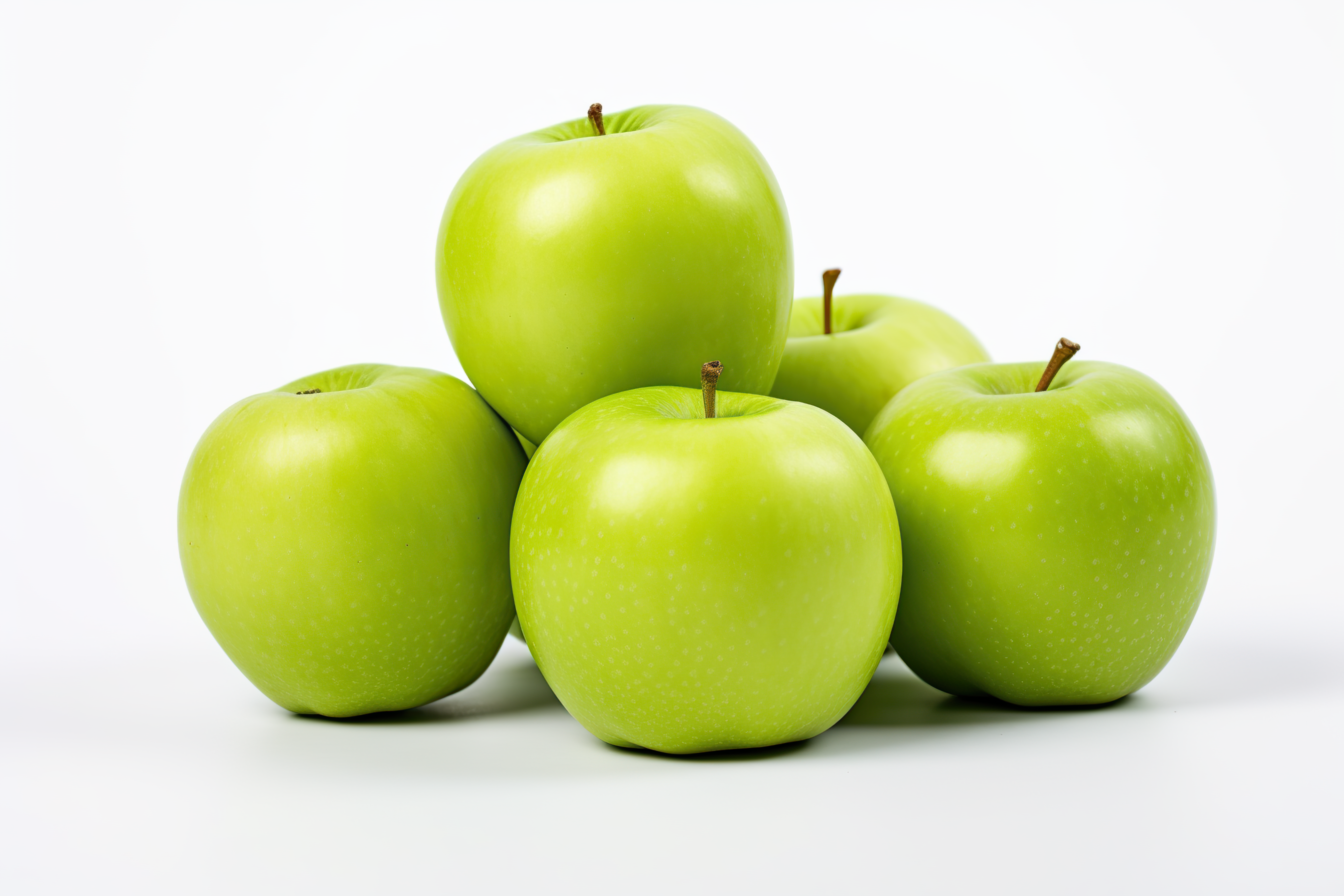 Fresh green apples isolated on white background