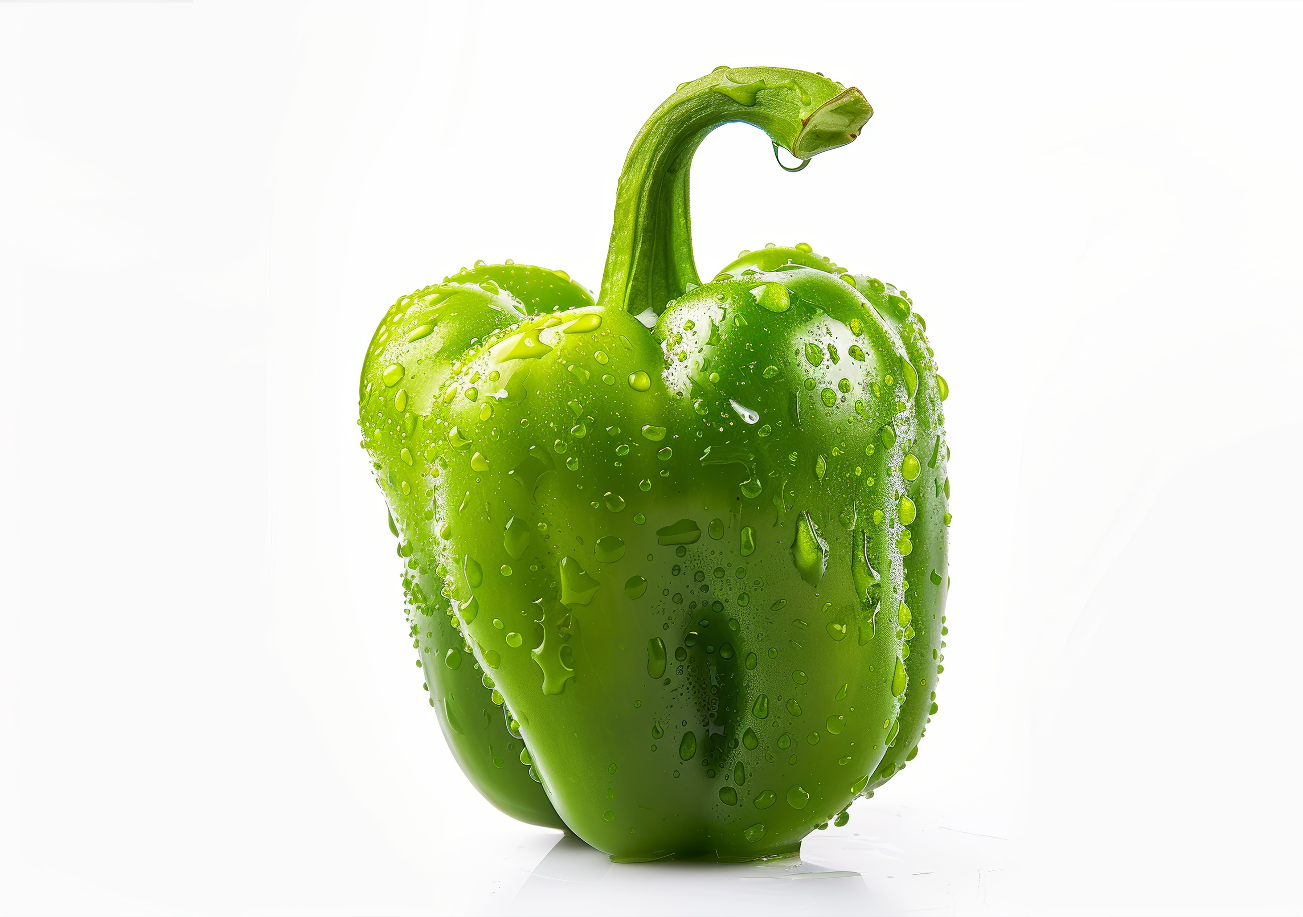 Fresh green bell pepper isolated on white background