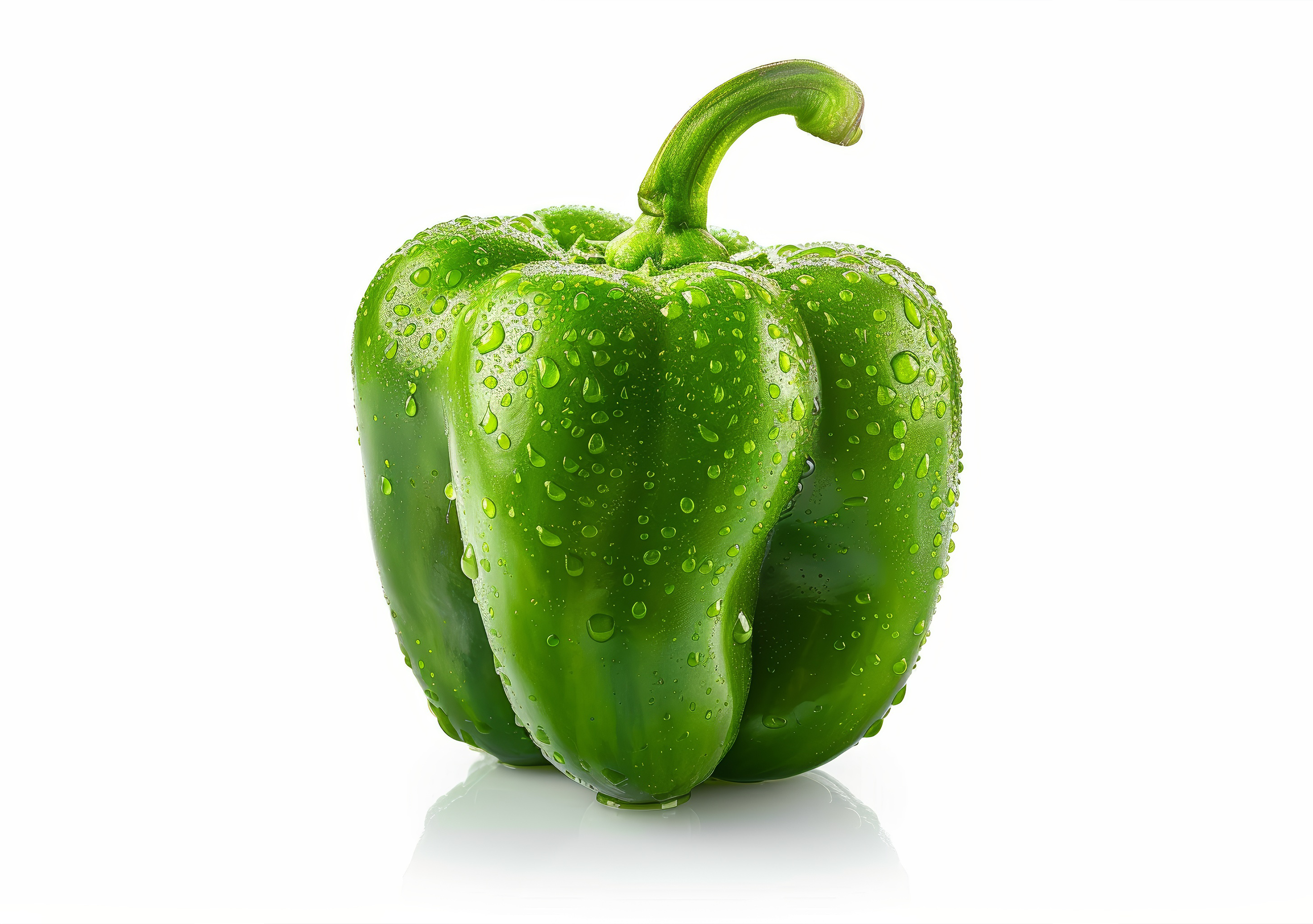 Fresh green bell pepper isolated on white background