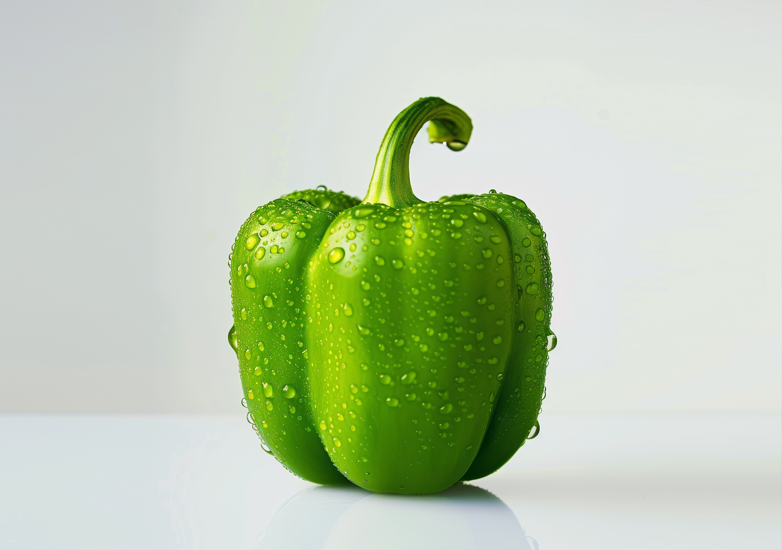 Fresh green bell pepper isolated on white background