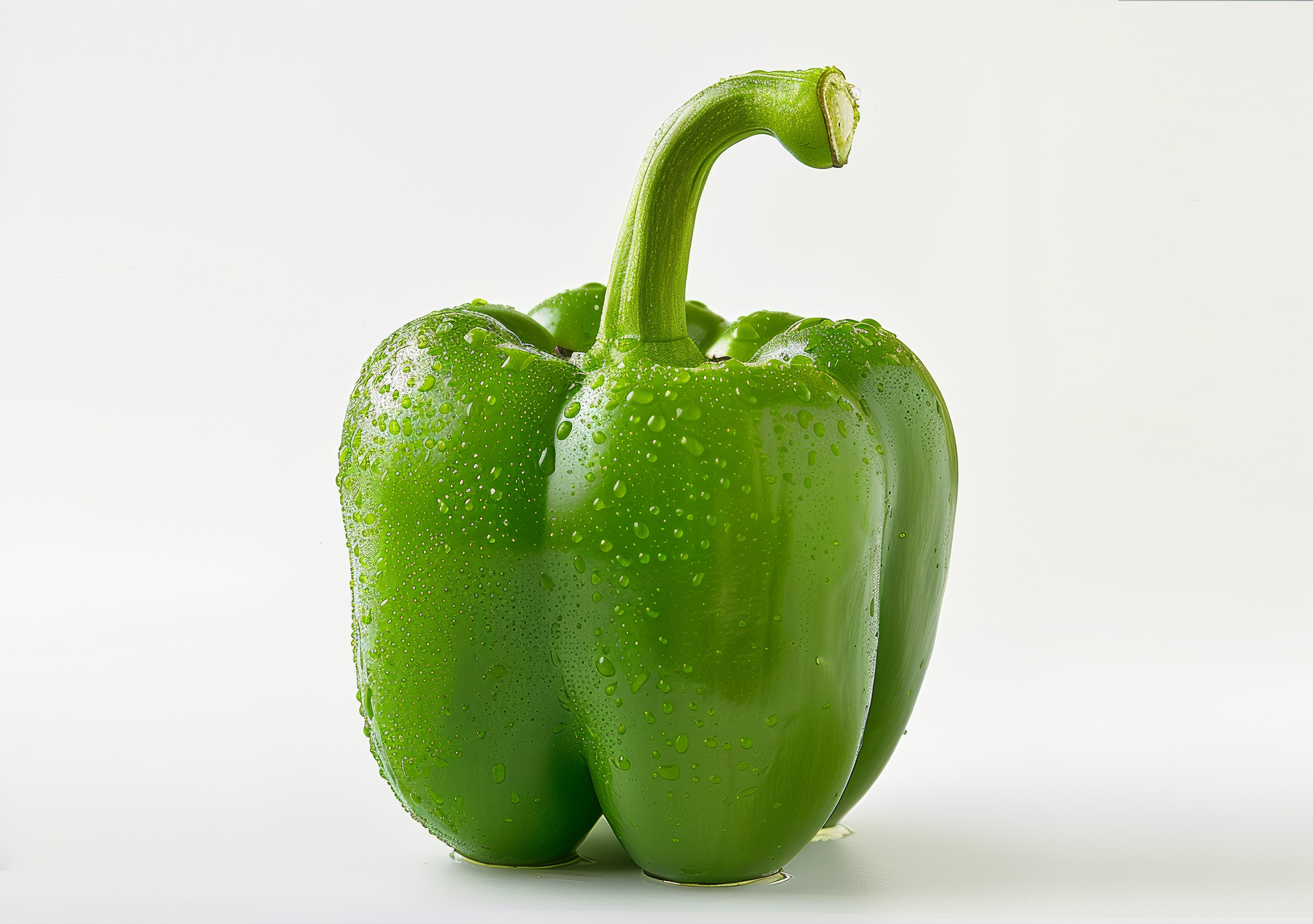 Fresh green bell pepper isolated on white background