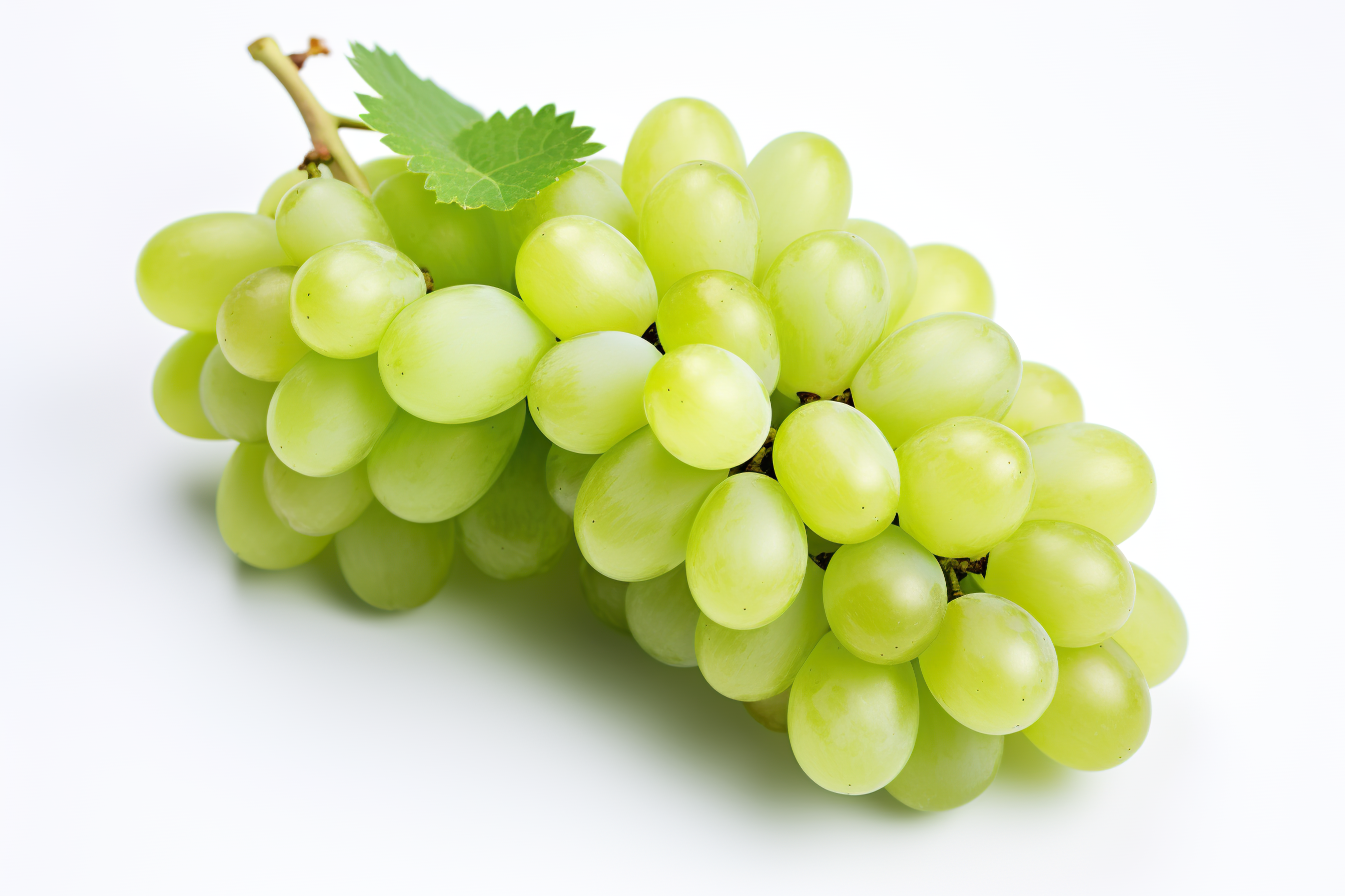 Fresh green grape isolated on white background