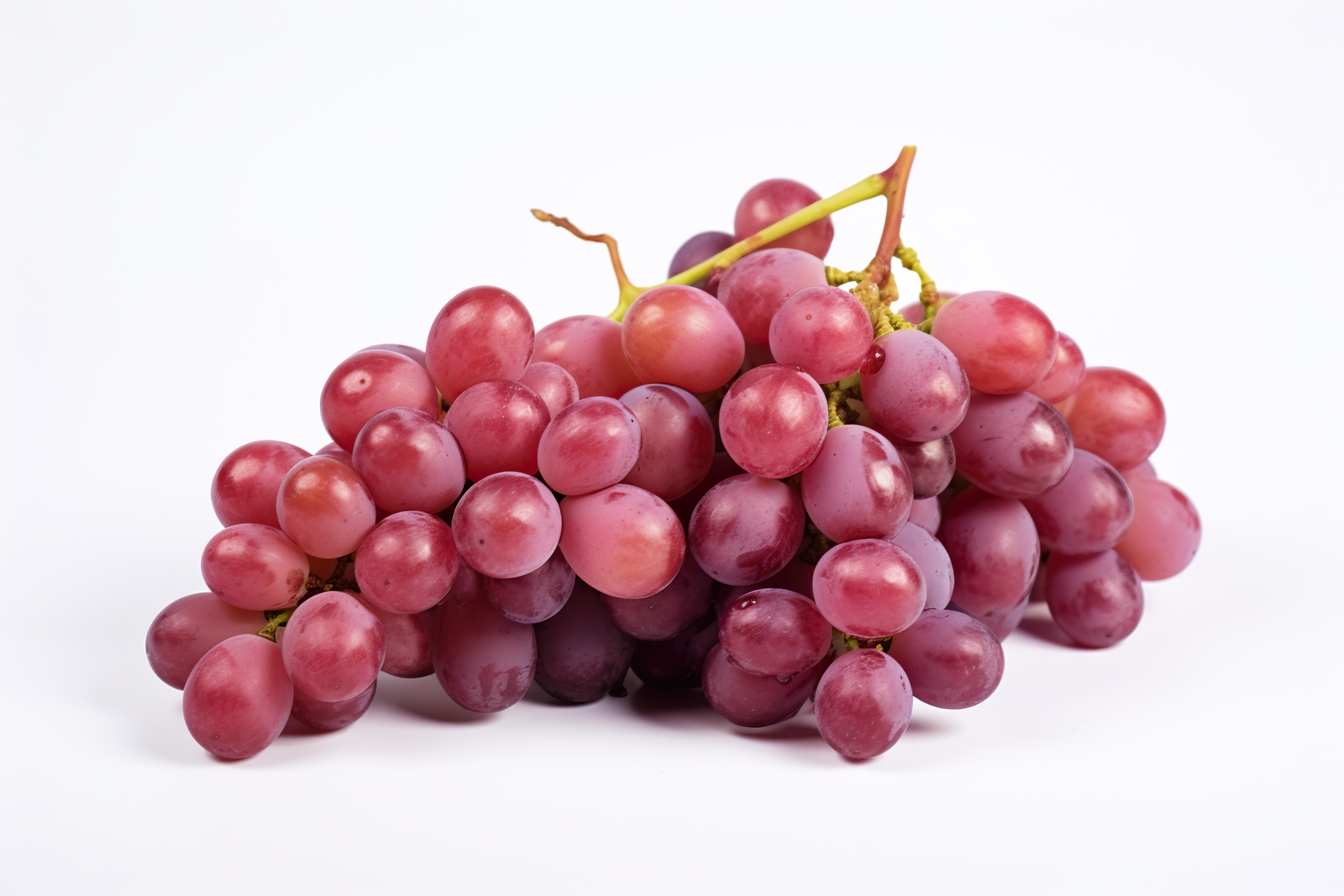 Fresh red grapes isolated on white background