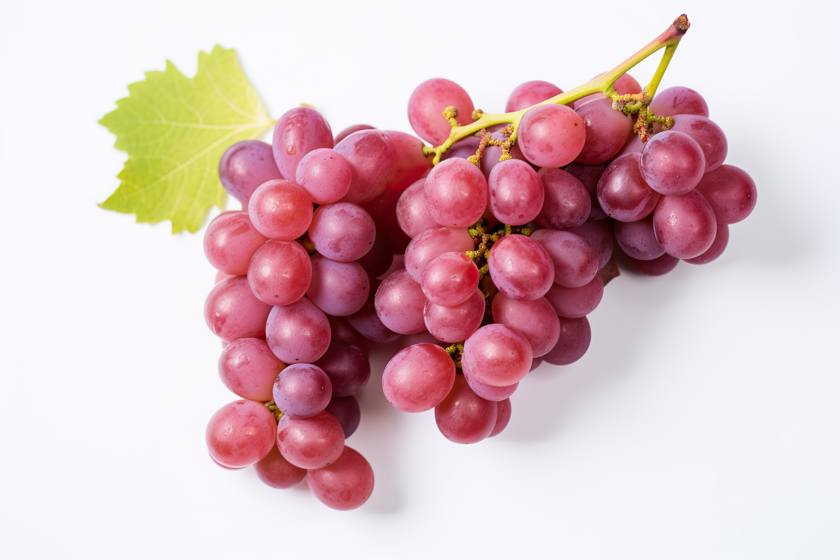 Fresh red grapes isolated on white background