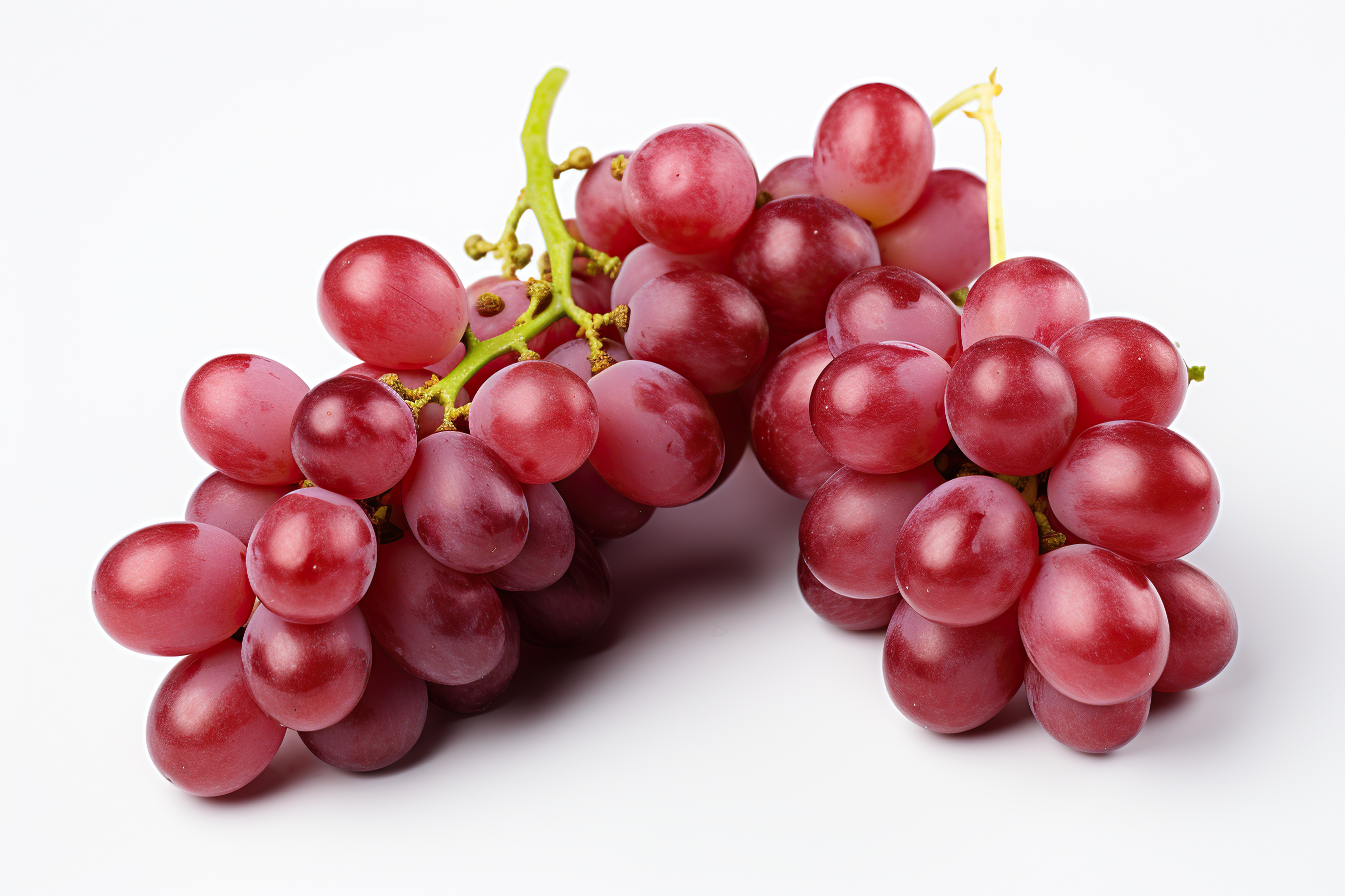 Fresh red grapes isolated on white background