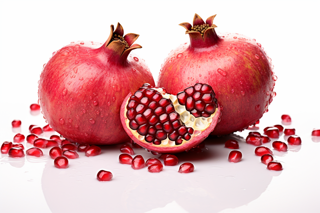 Fresh ripe pomegranate isolated on white background