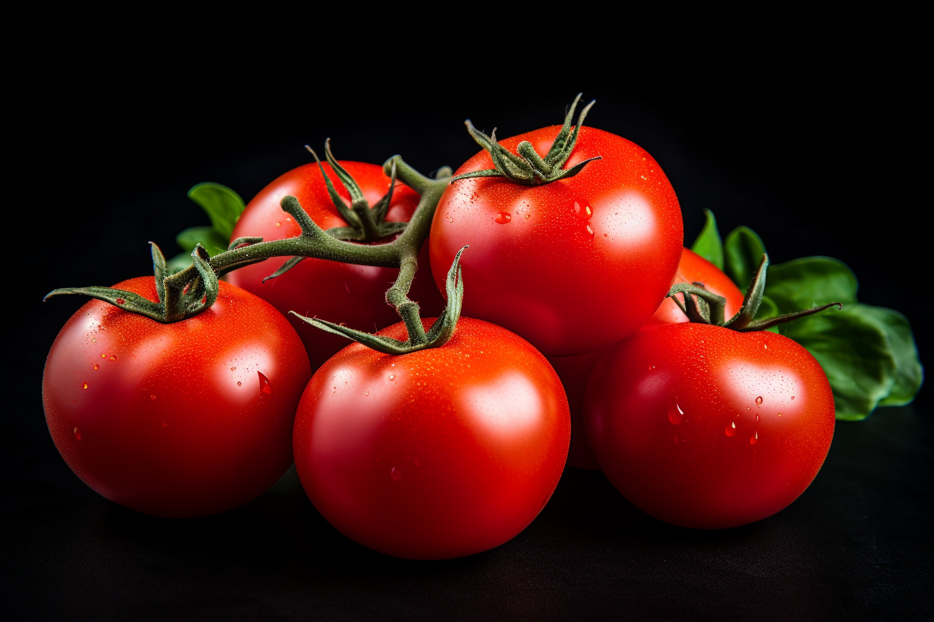 Fresh tomatoes isolated on dark background