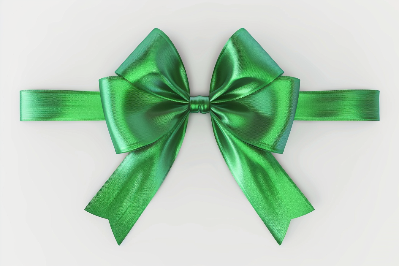 Green Ribbon Bow isolated on White Background