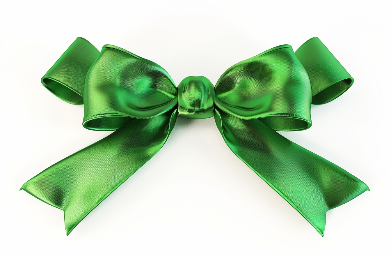 Green Ribbon Bow isolated on White Background