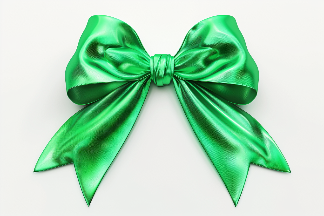 Green Ribbon Bow isolated on White Background