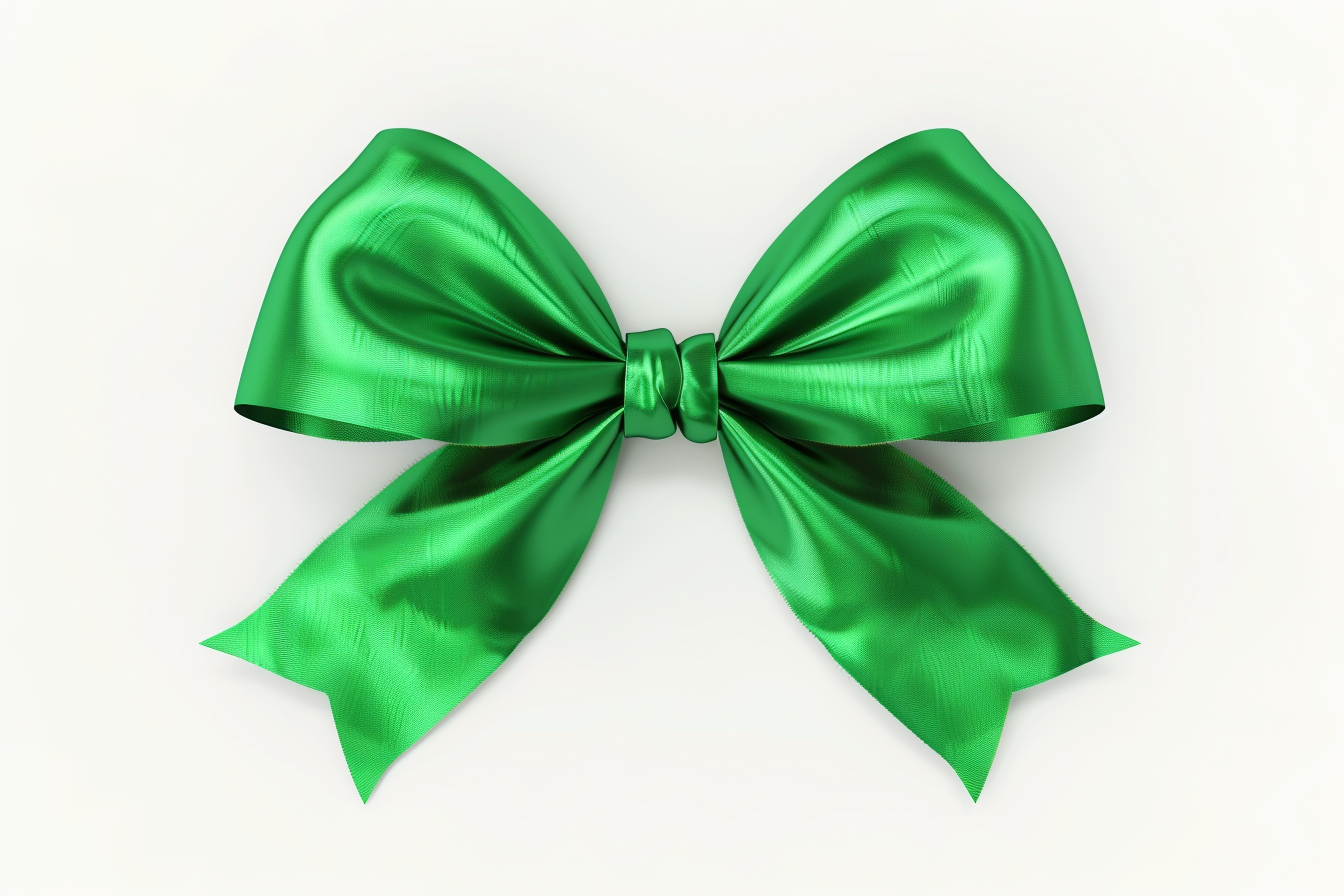 Green Ribbon Bow isolated on White Background