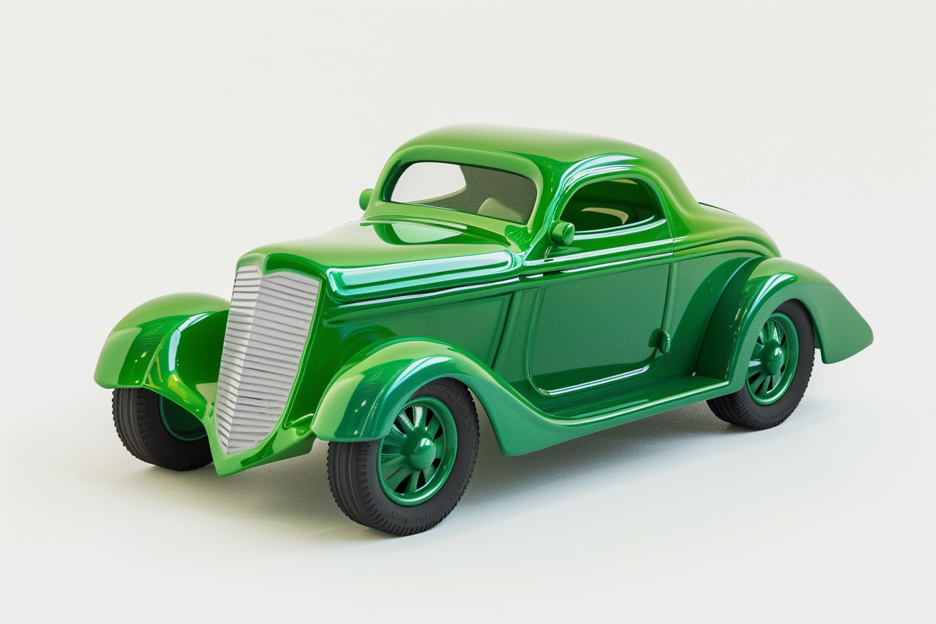 Green Vintage Toy Car On White Background