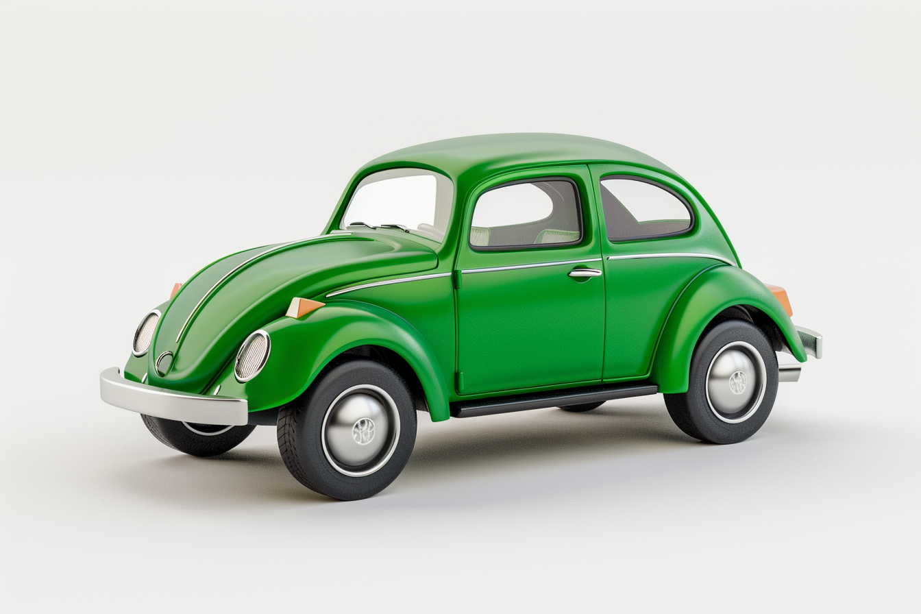 Green Vintage Toy Car On White Background