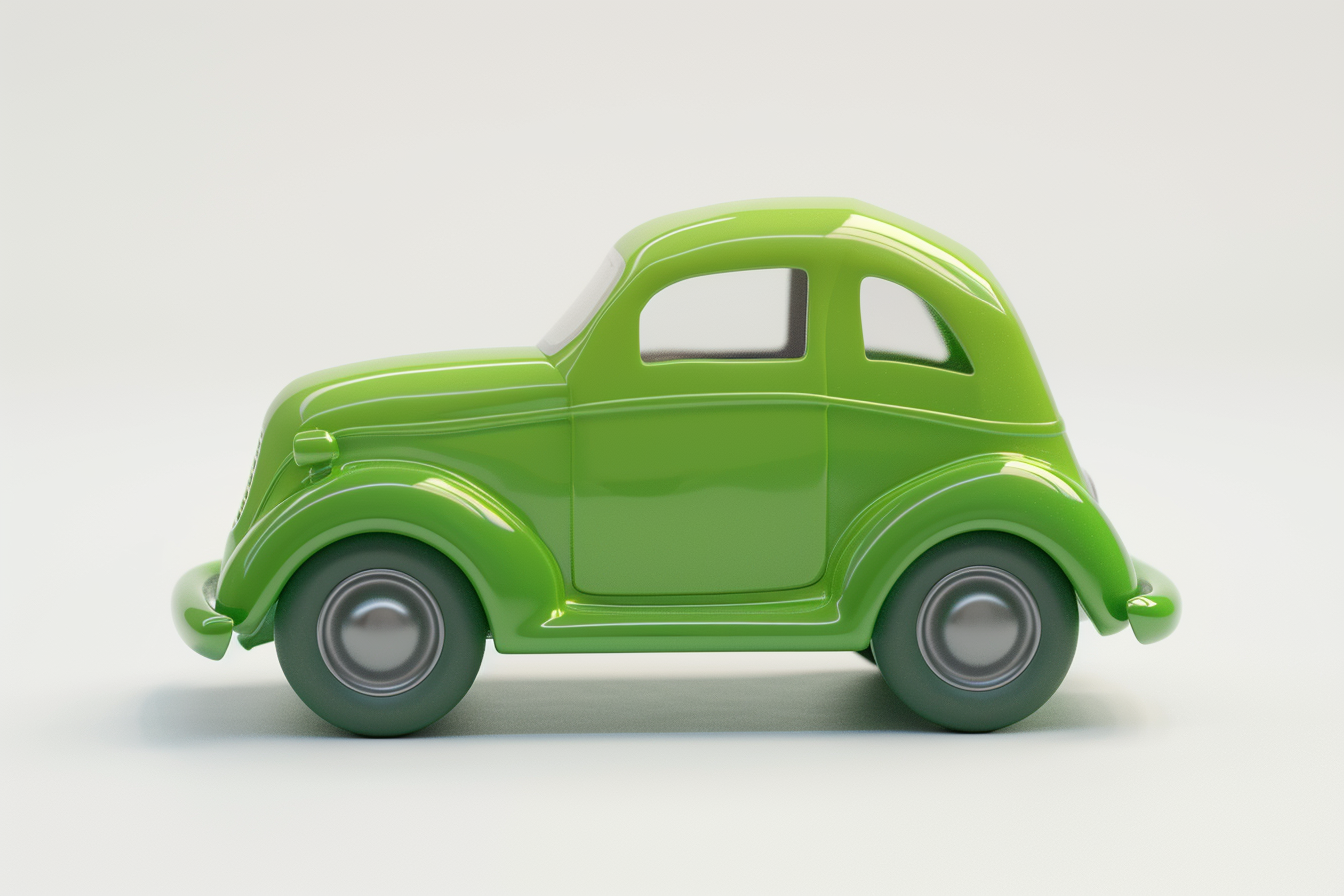 Green Vintage Toy Car On White Background