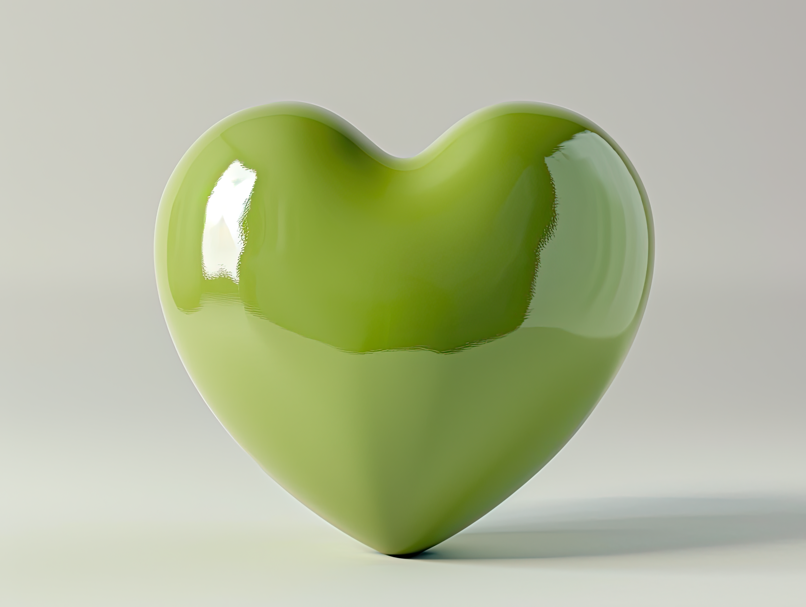 Green heart, Love, wedding, marriage ceremony and Valentine's Day romantic celebration 3d concept