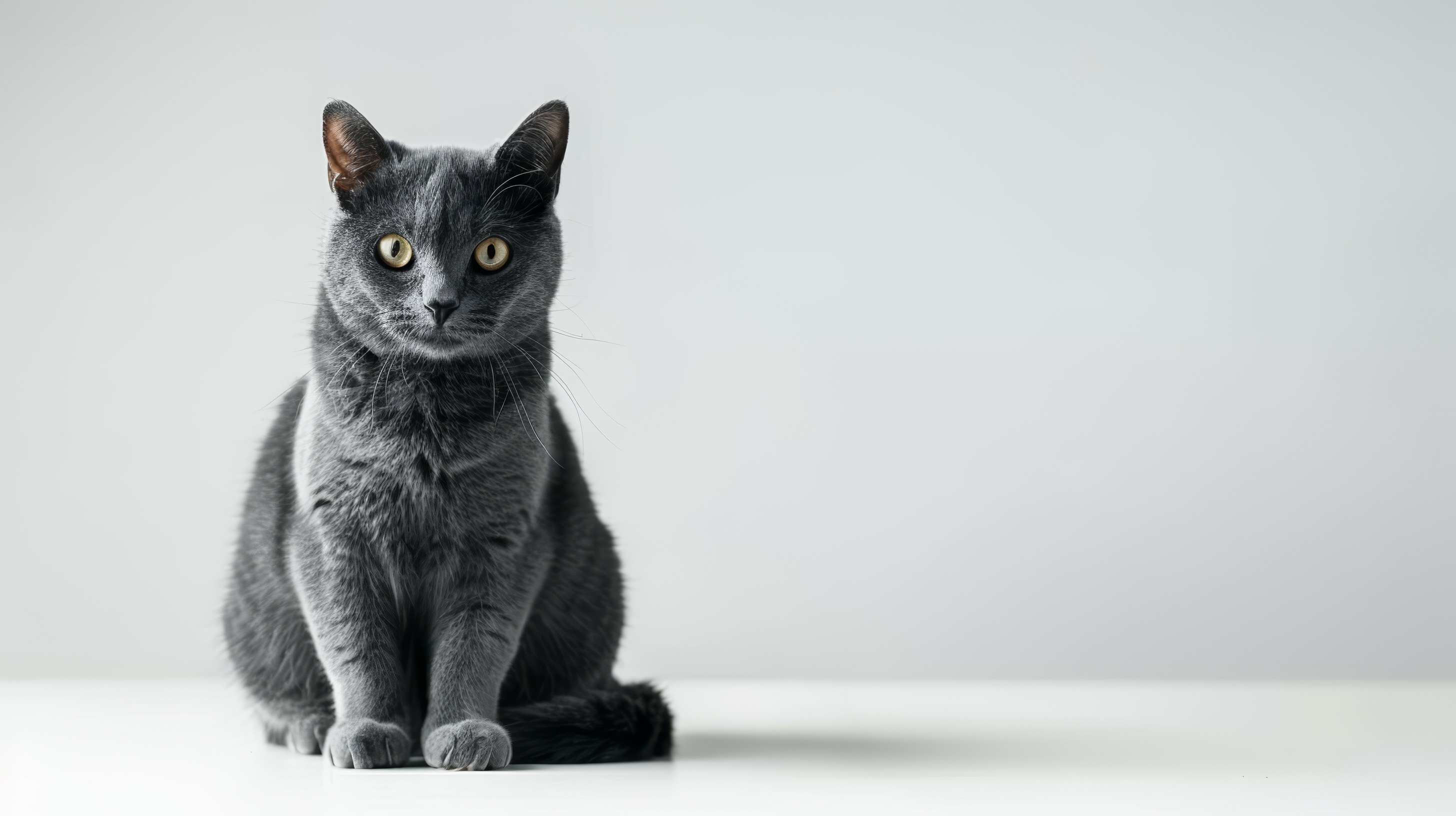 Grey cat on a white background