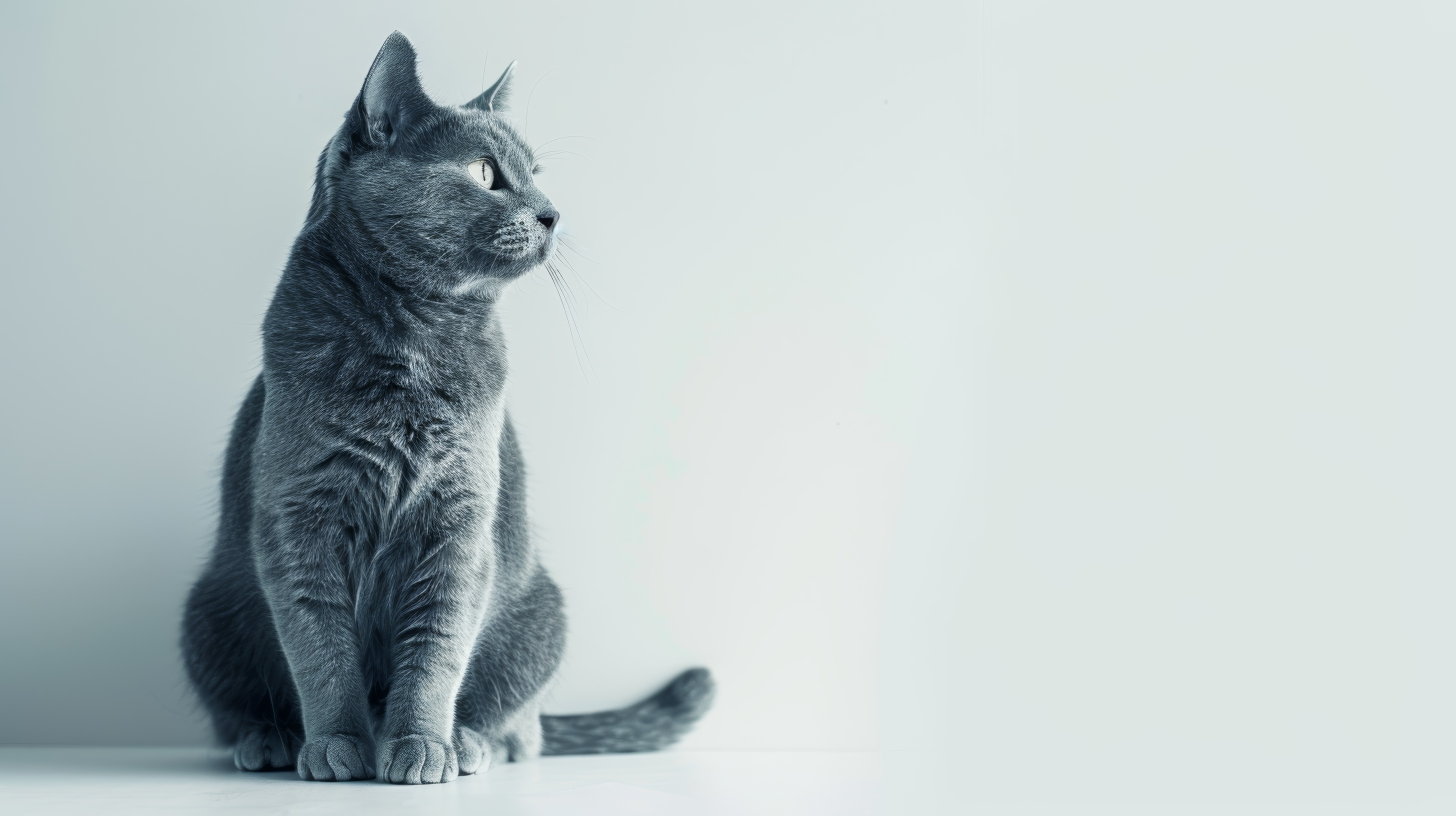 Grey cat on a white background