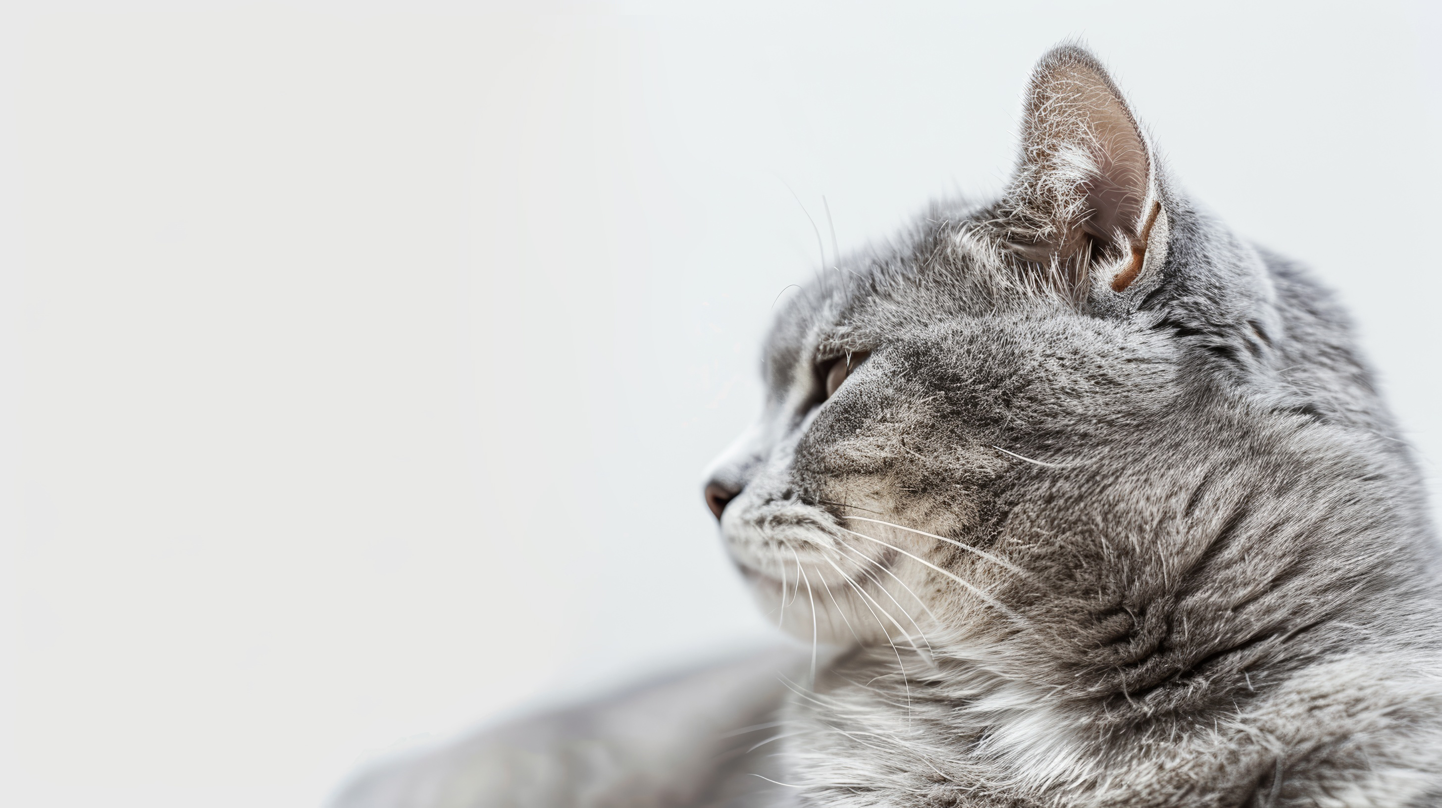 Grey cat on a white background