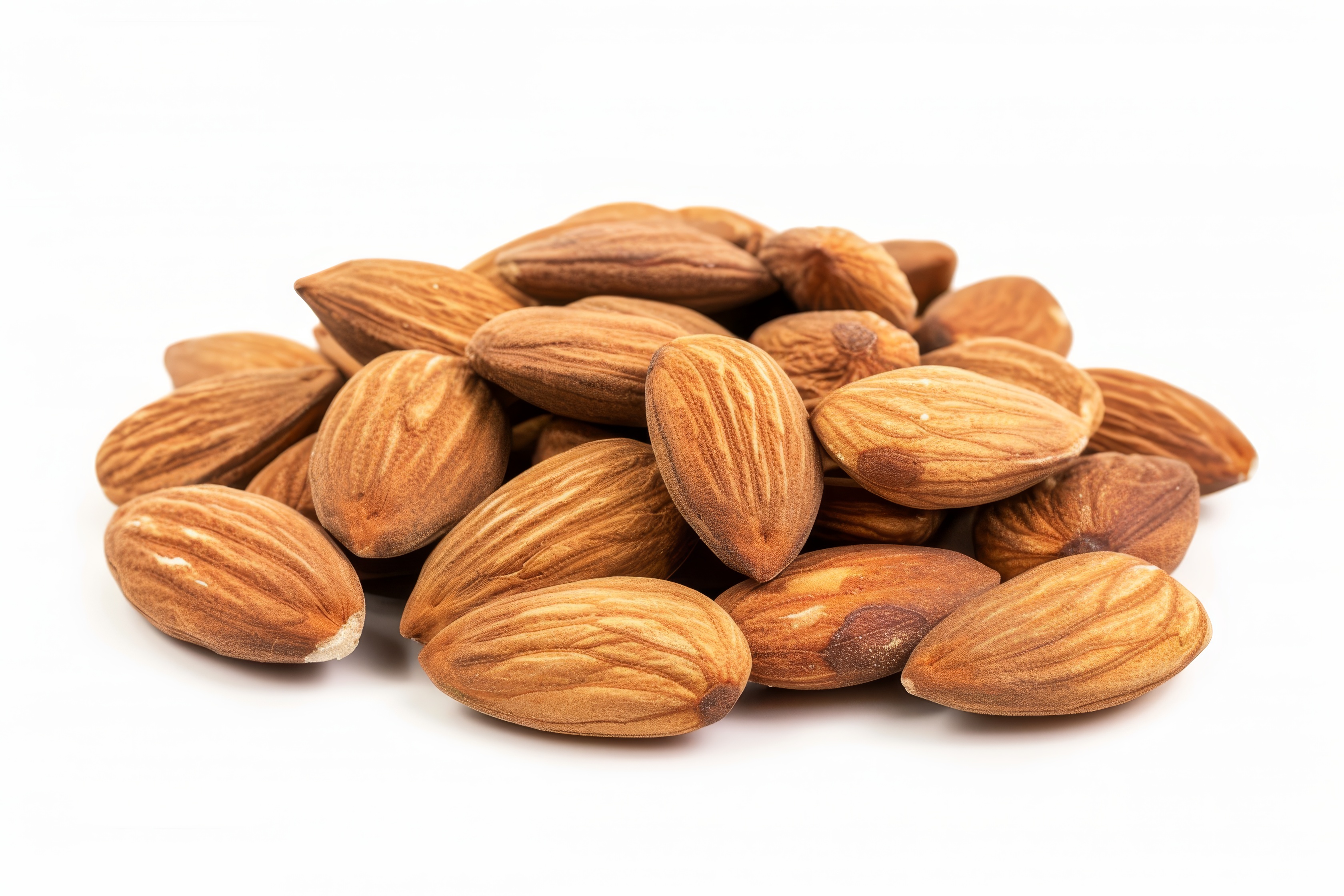 Group of almonds isolated on white Background