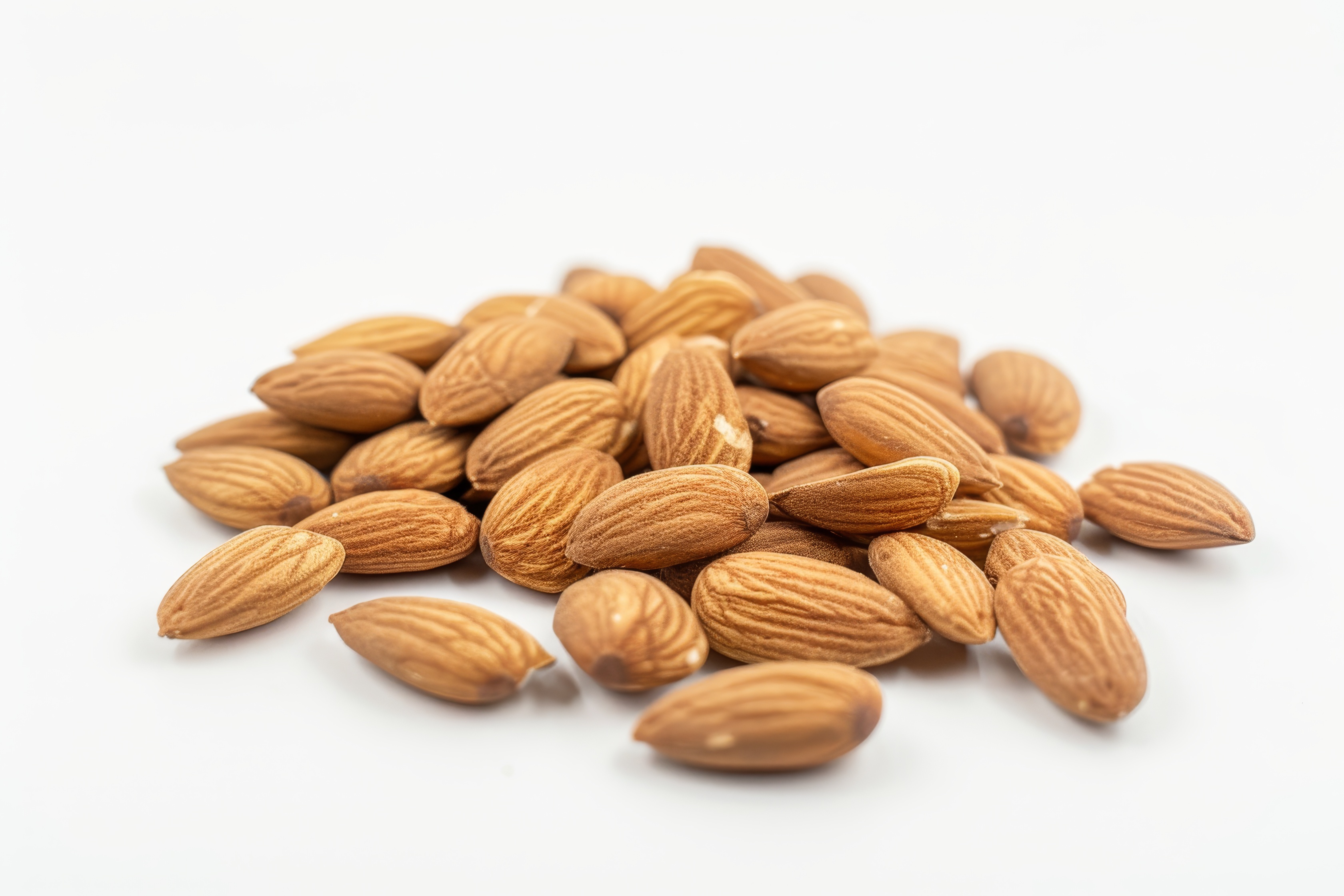 Group of almonds isolated on white Background