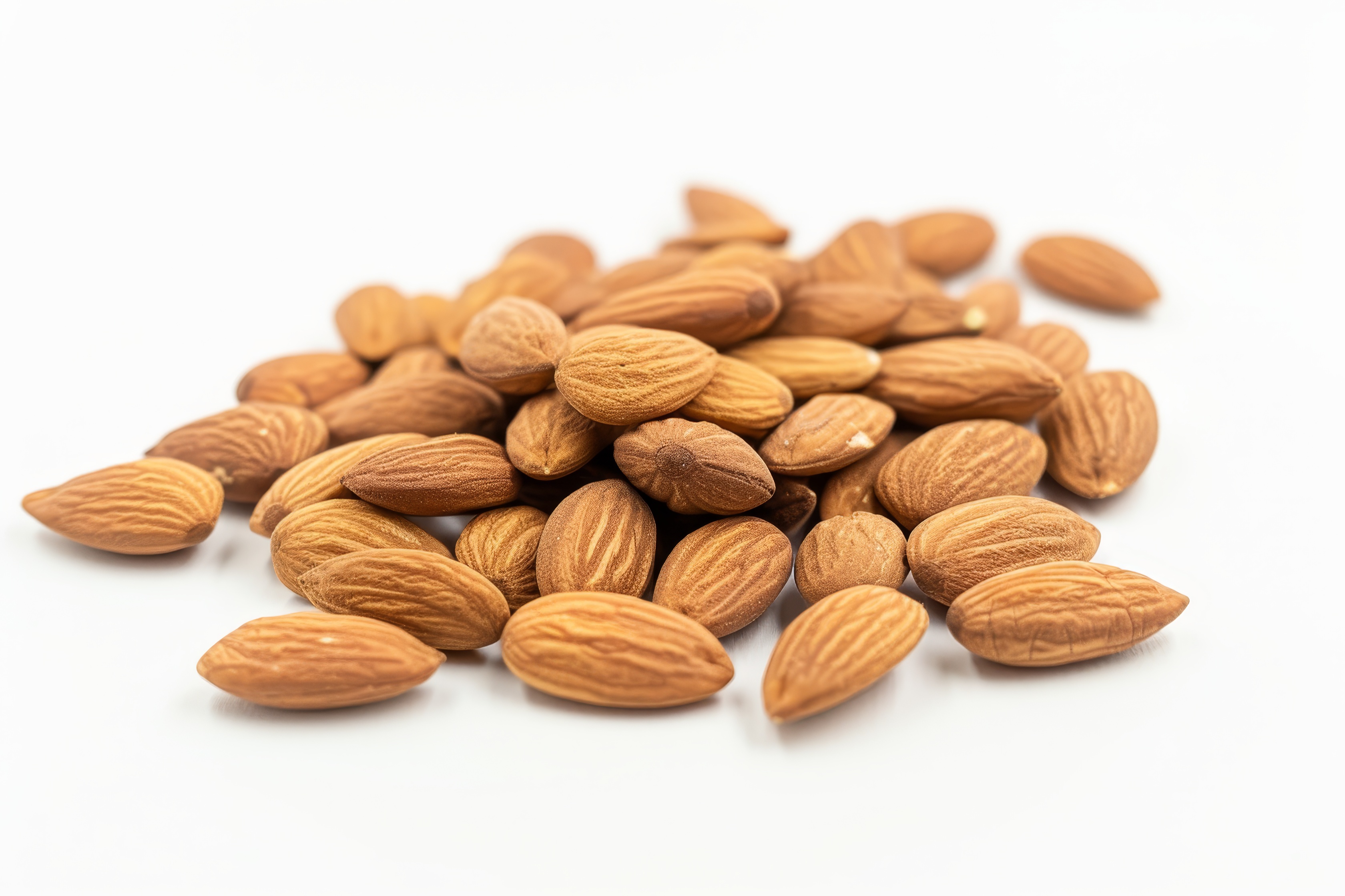 Group of almonds isolated on white Background