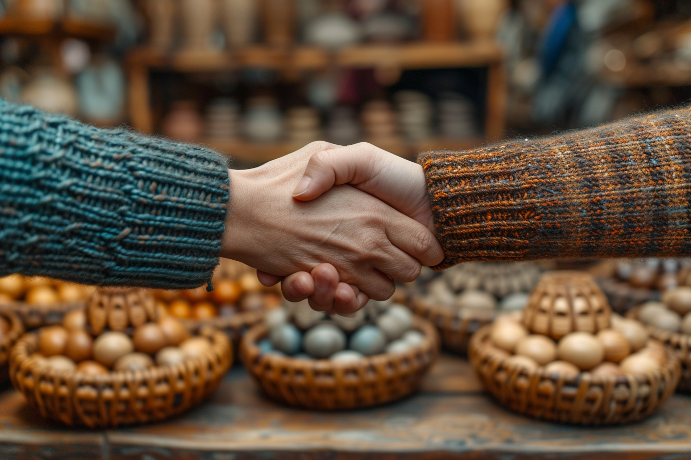 Handshake between seller and customer