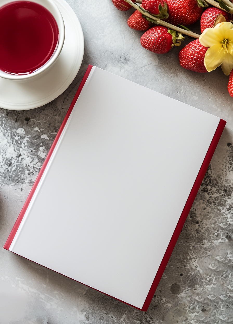 Hardcover journal blank mockup with fruits