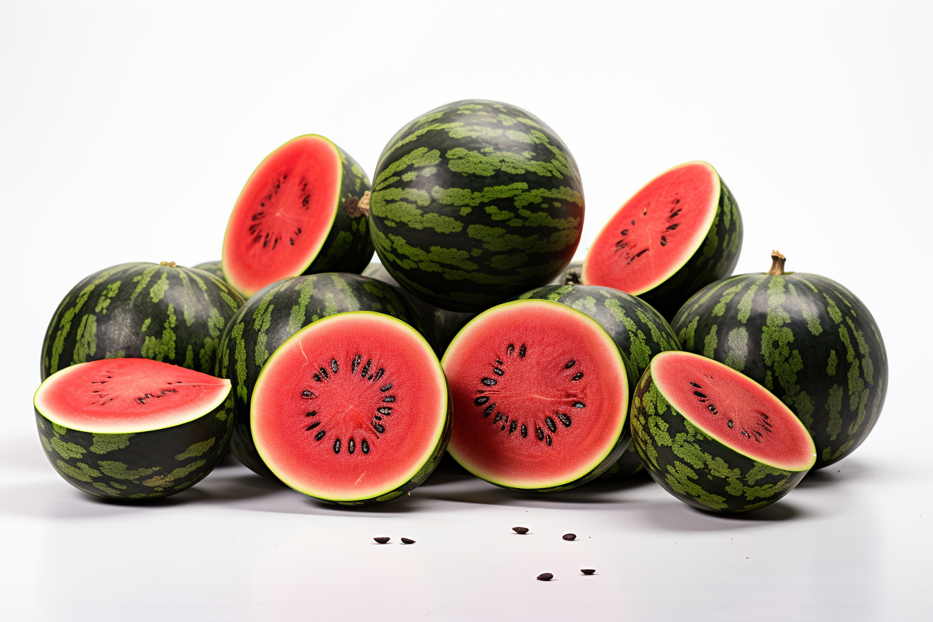 Juicy watermelons with sliced isolated on white background