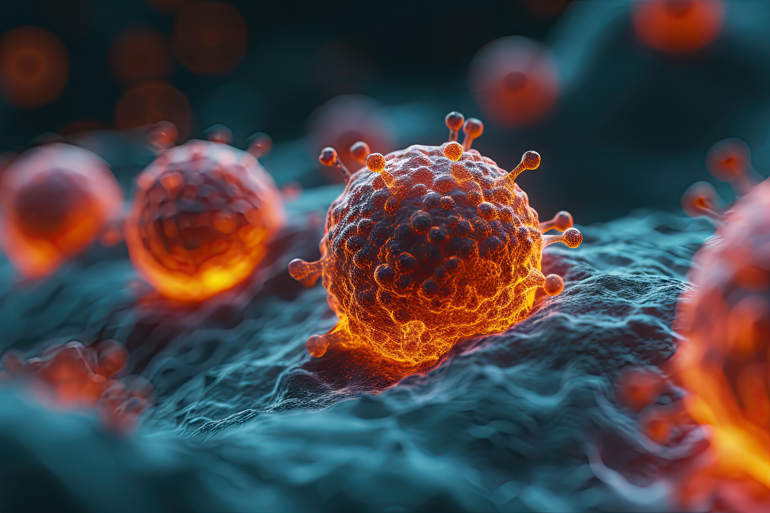 Macro image cancer cells, 3d