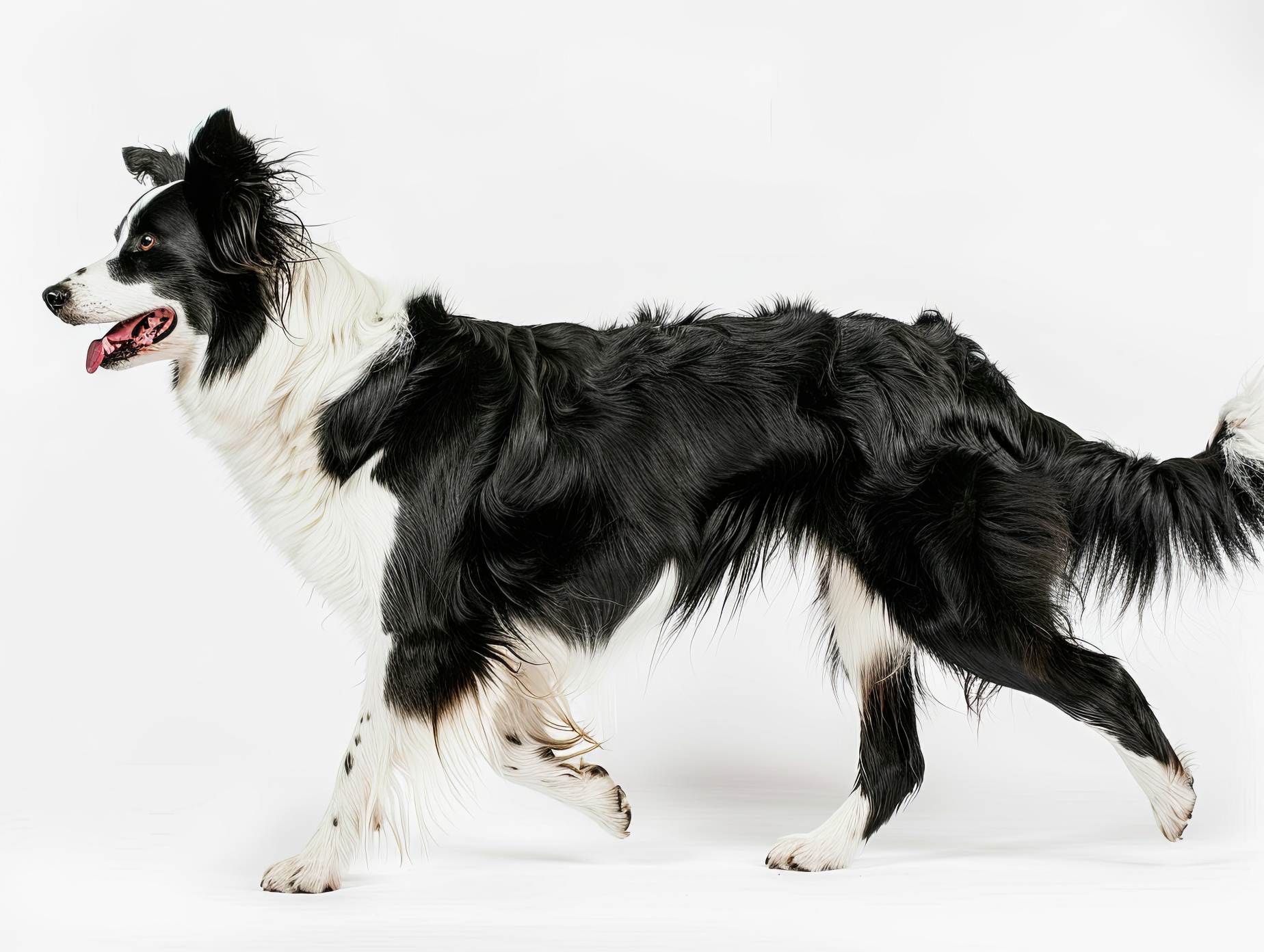 Male border collie breed dog isolated on white background, Generative AI