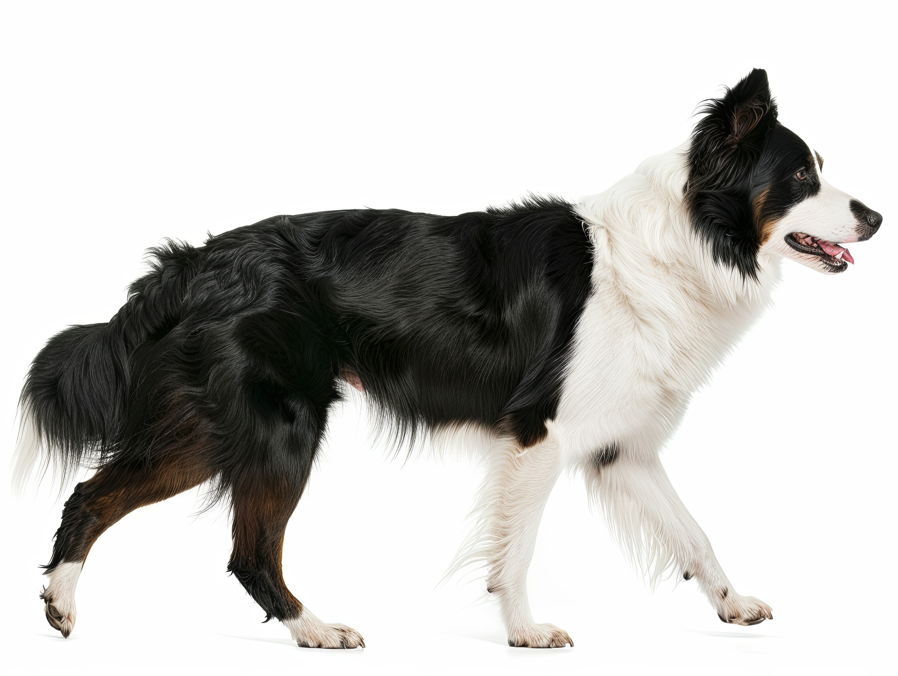 Male border collie breed dog isolated on white background, Generative AI