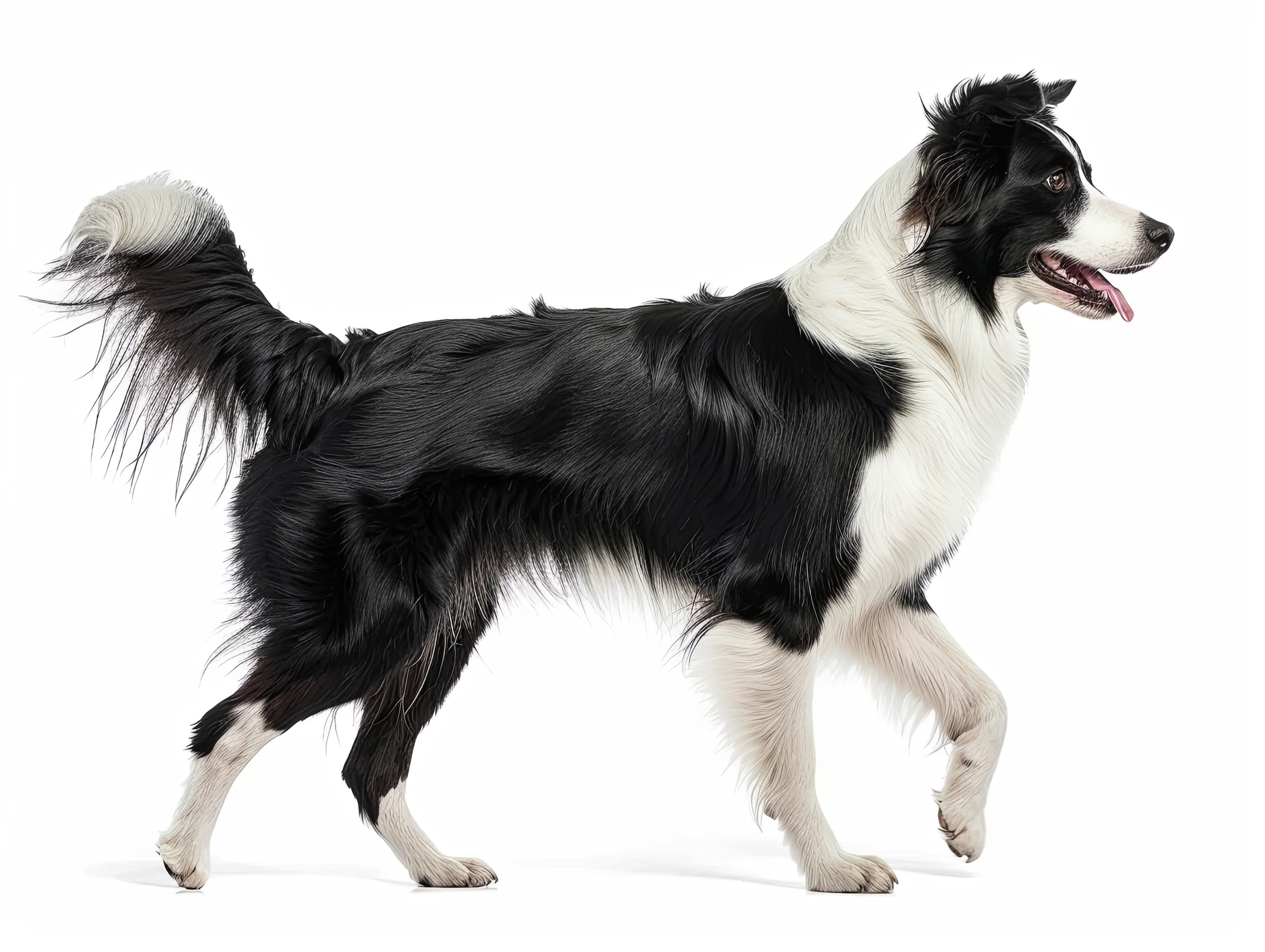 Male border collie breed dog isolated on white background, Generative AI