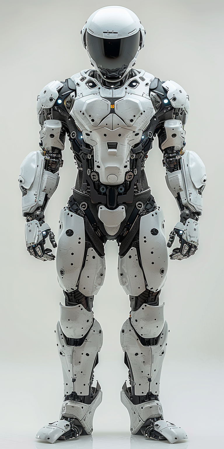 Male robot isolated on light background